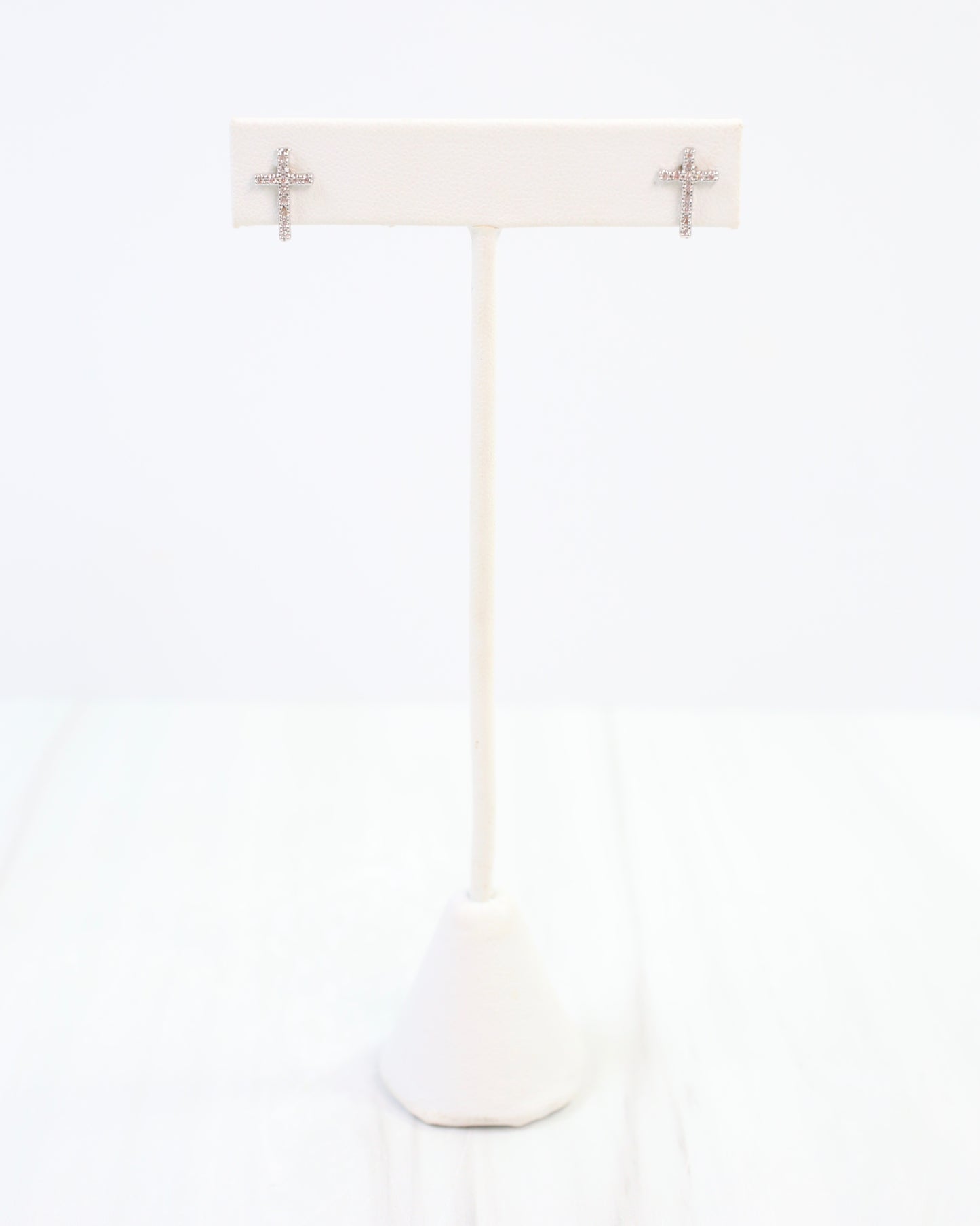 Colorado Cross and Crystal Stud Earring Silver