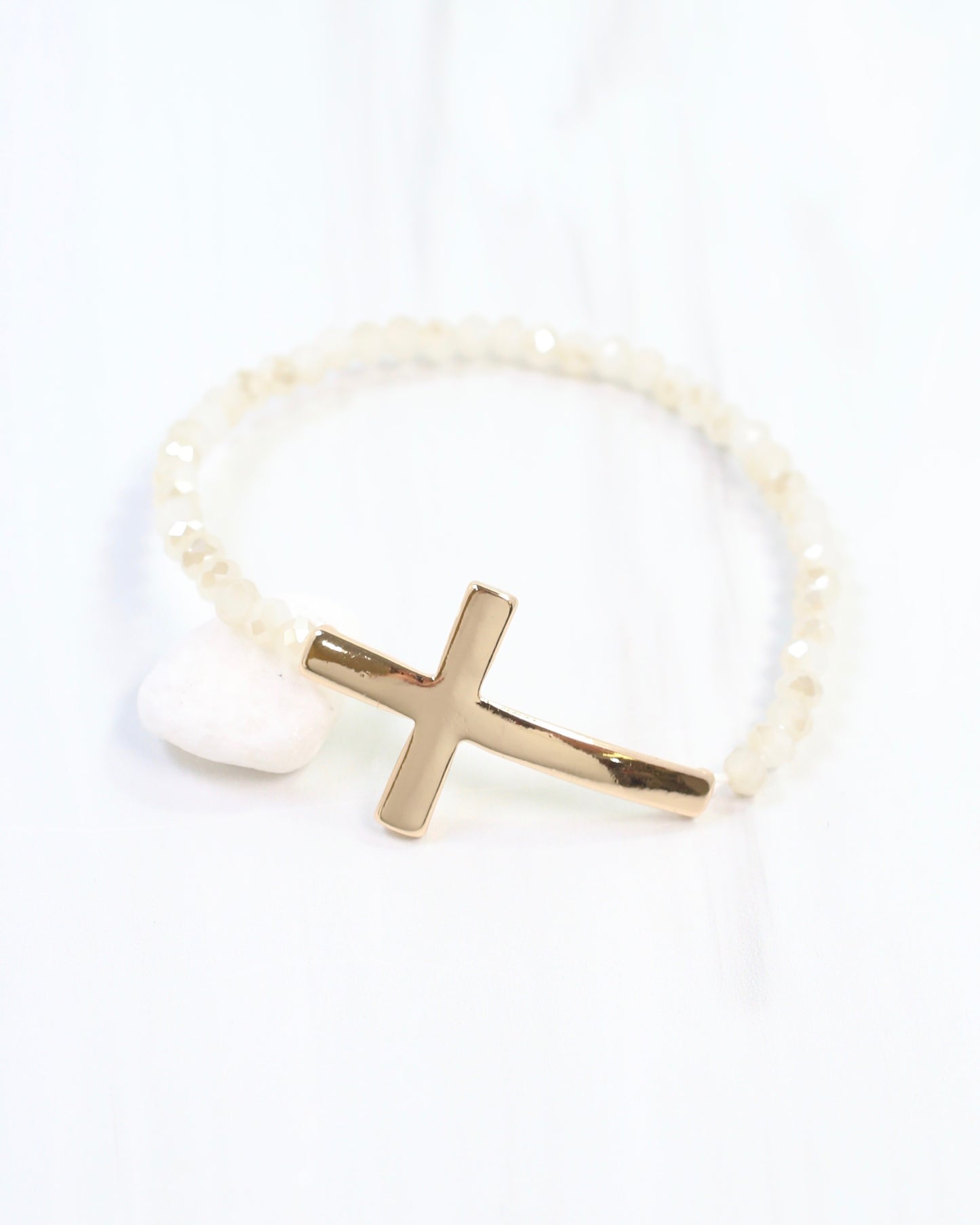Camille Cross and Bead Bracelet Ivory