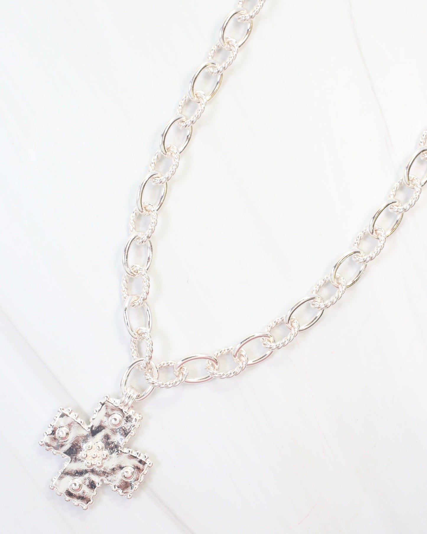 Murray Cross Charm Necklace Silver