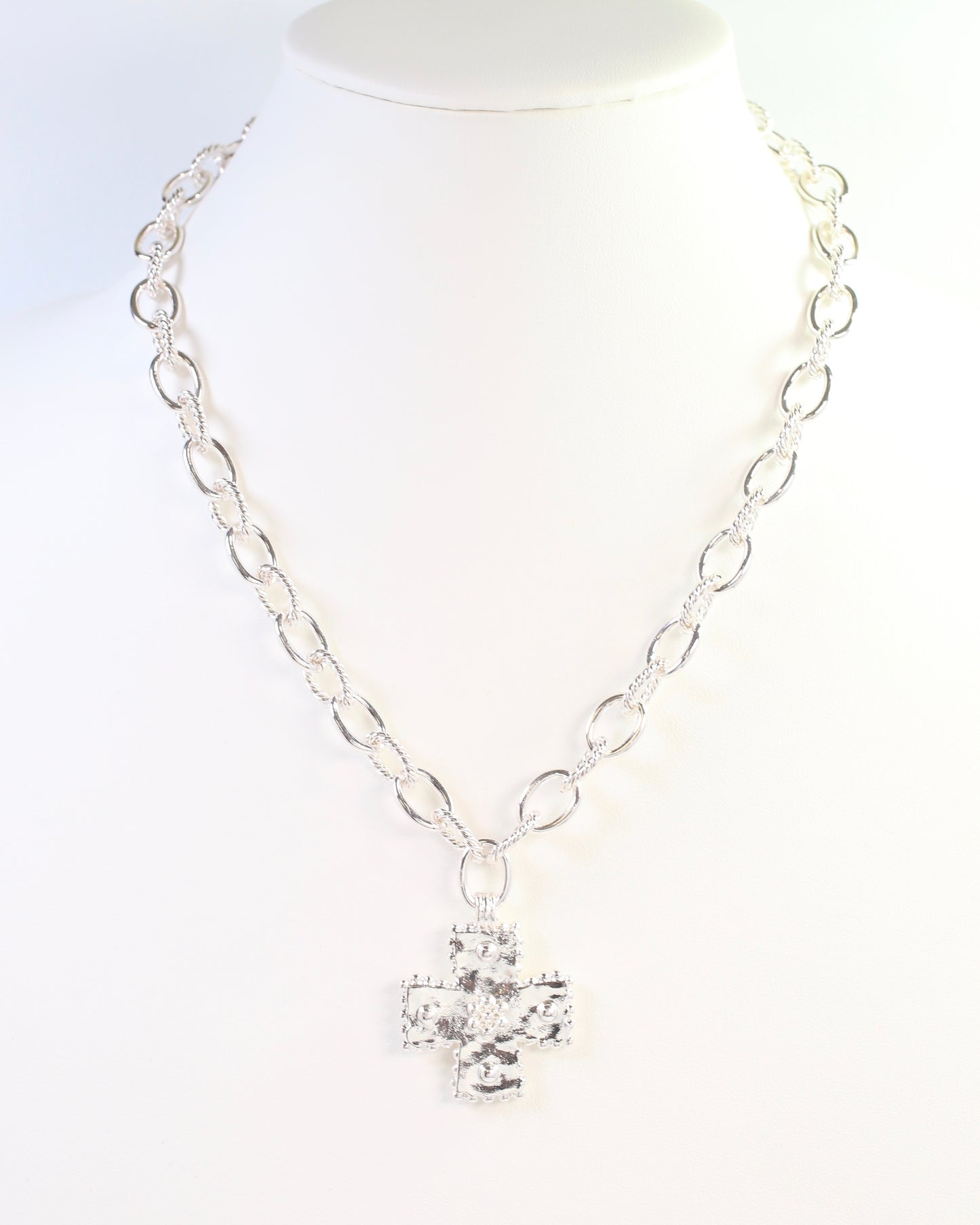 Murray Cross Charm Necklace Silver