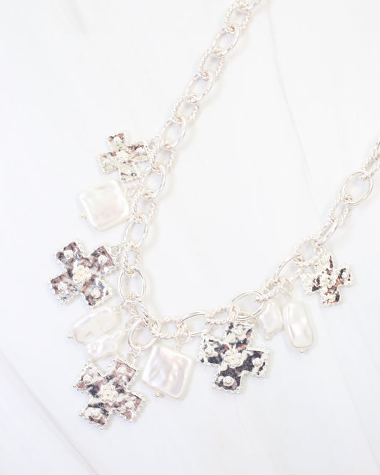 Pearson Cross Charm Necklace Silver