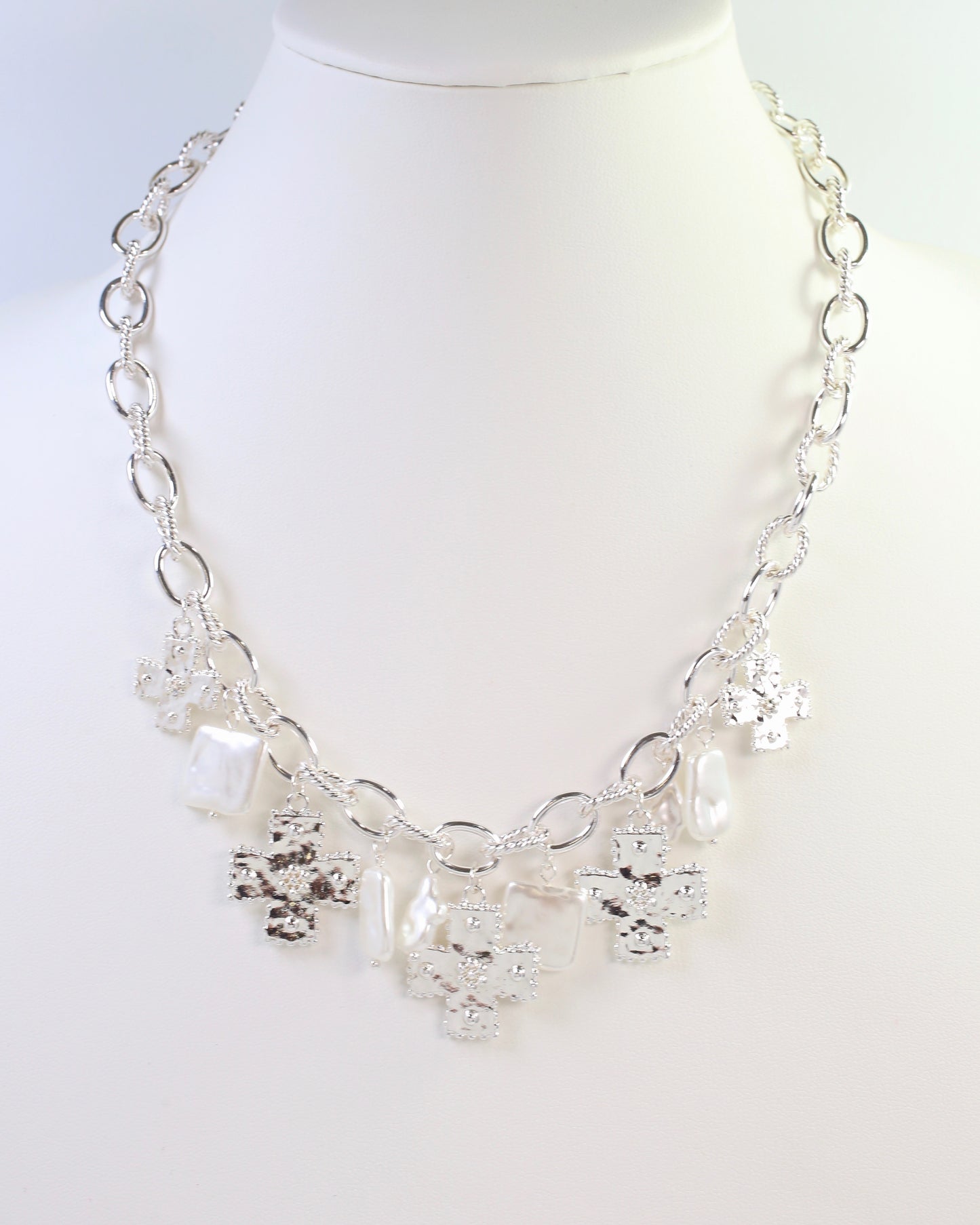 Pearson Cross Charm Necklace Silver