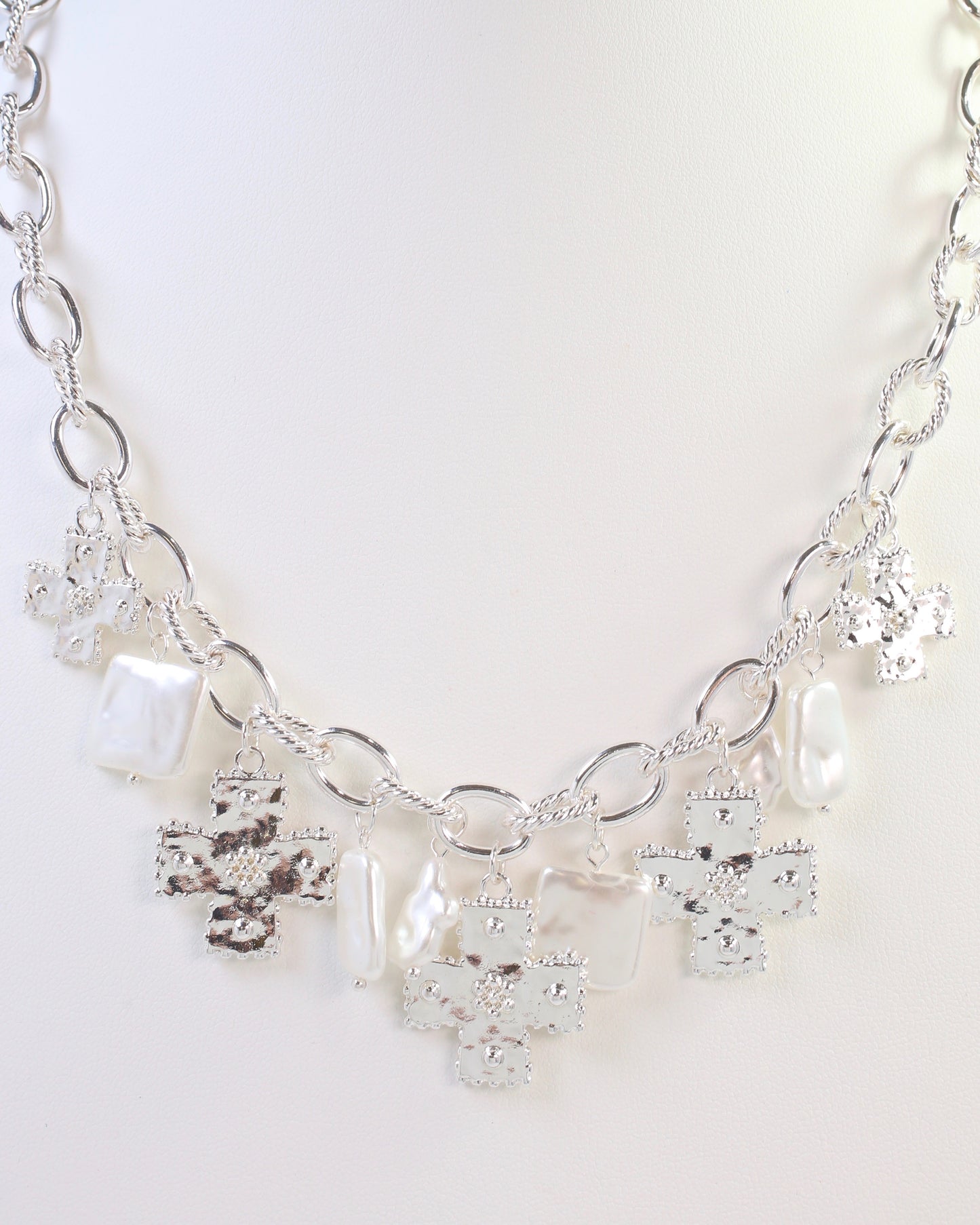 Pearson Cross Charm Necklace Silver