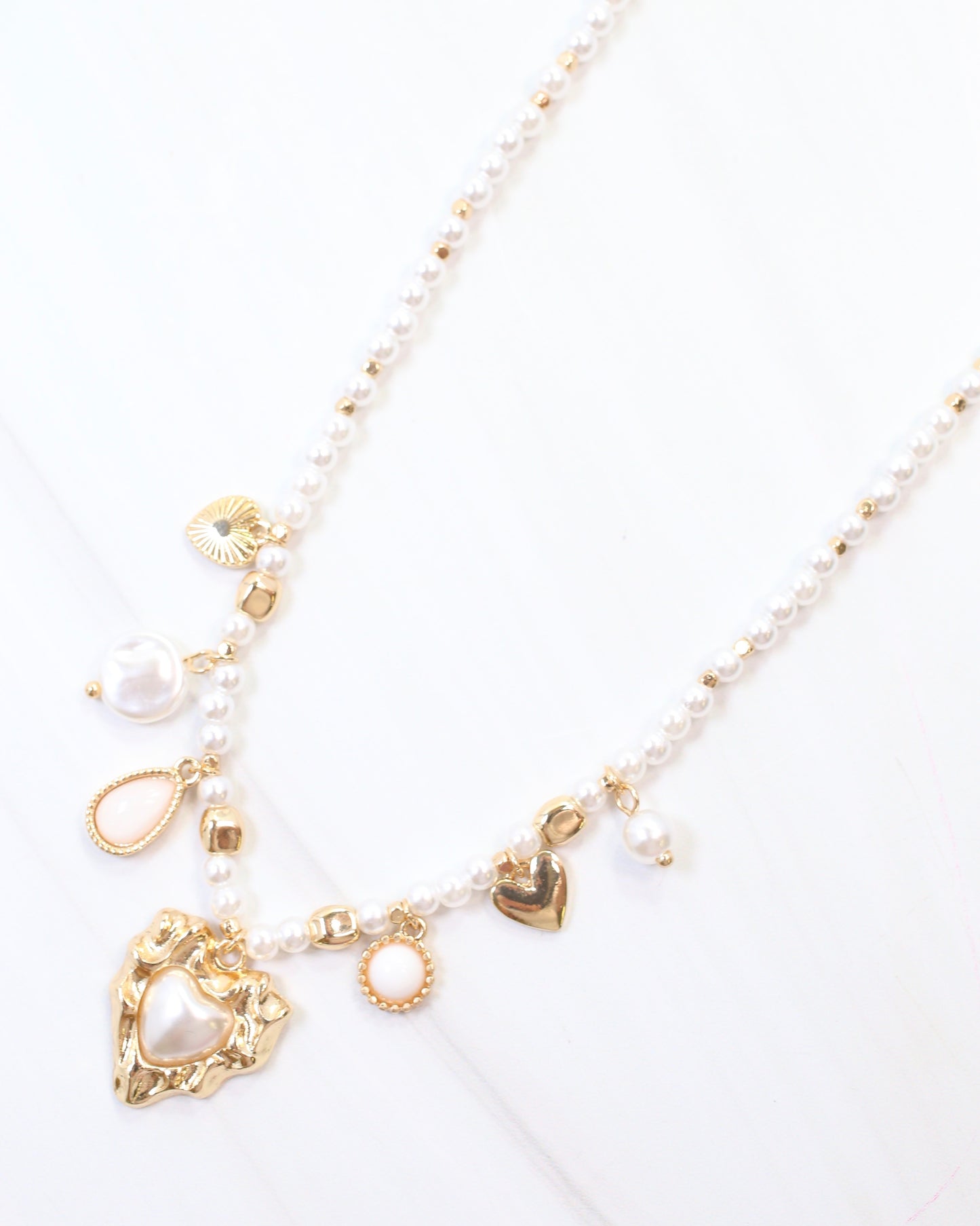 Selma Pearl Charm Necklace Gold