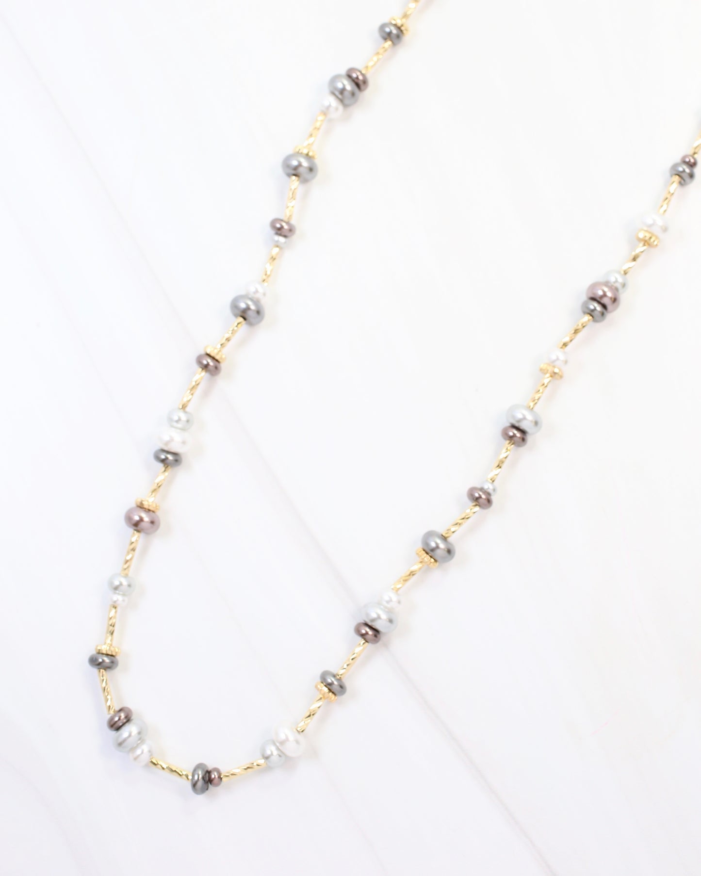 Lola 37" Beaded Necklace Grey