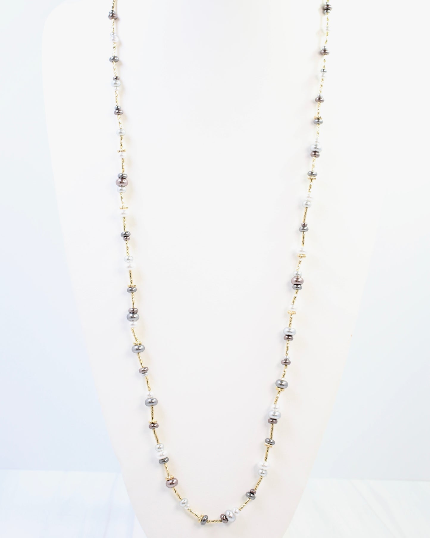 Lola 37" Beaded Necklace Grey