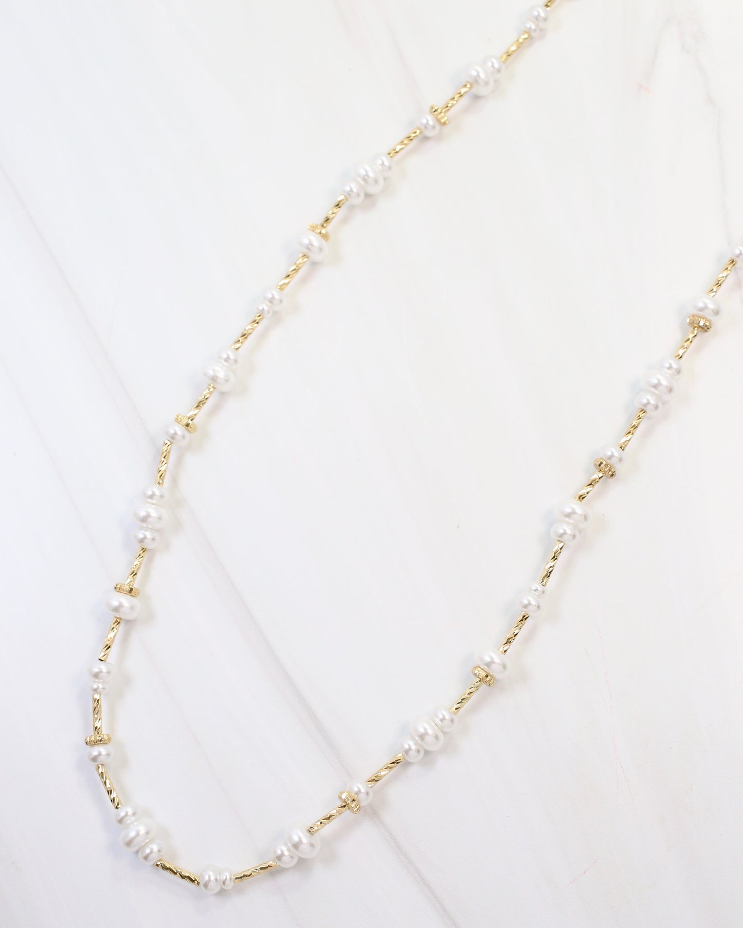 Lola 37" Beaded Necklace Pearl