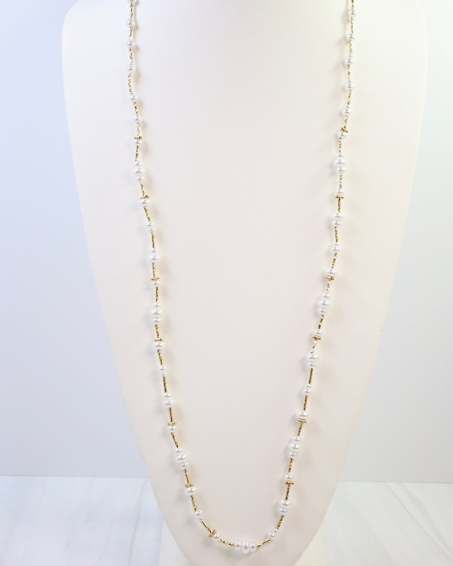 Lola 37" Beaded Necklace Pearl