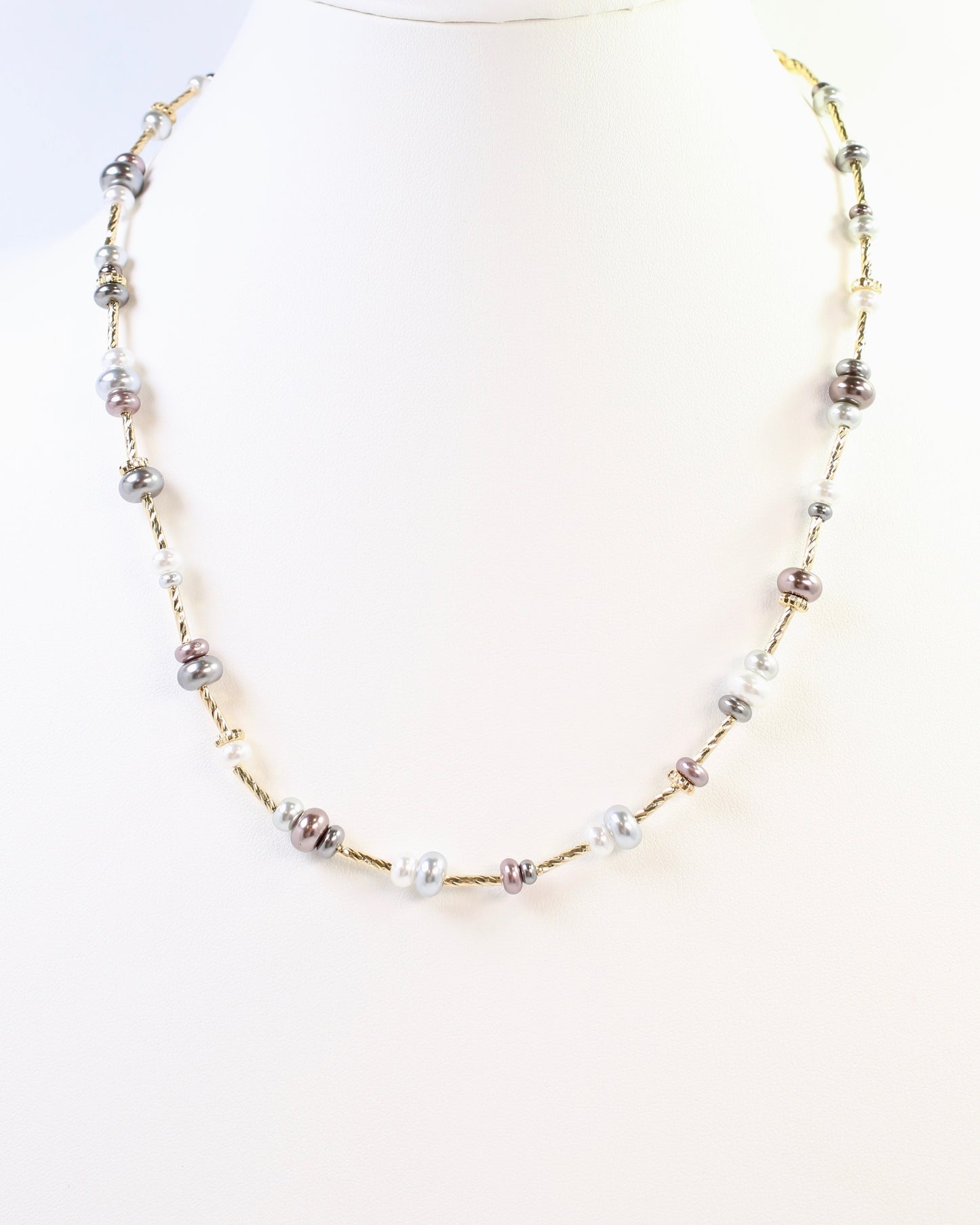 Lola 18" Beaded Necklace Grey
