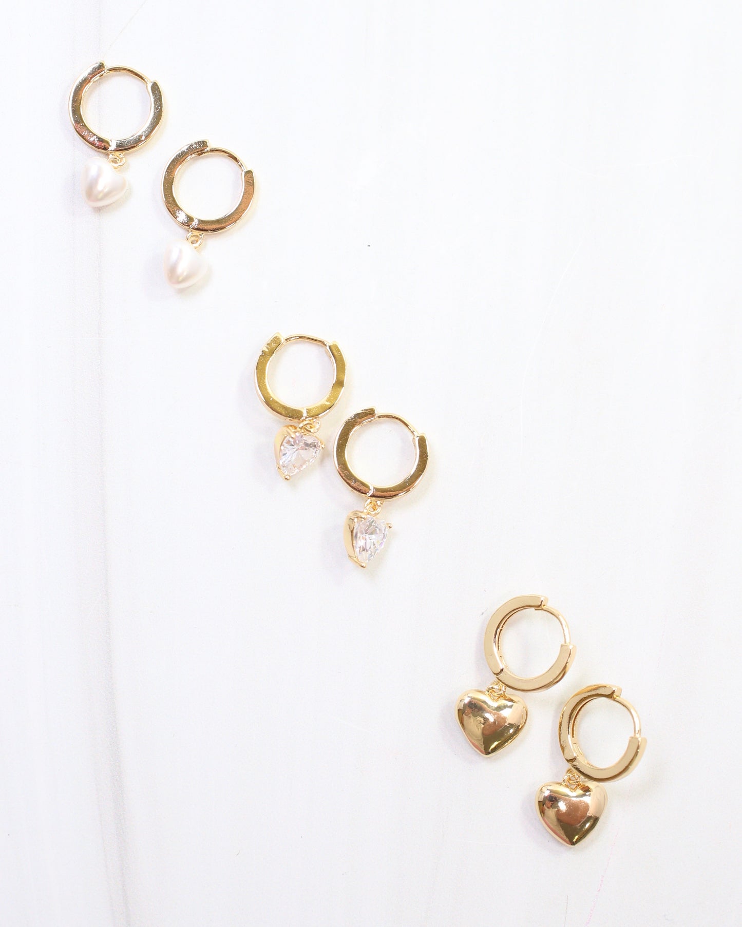 Hap Heart Huggie Earring Set Gold