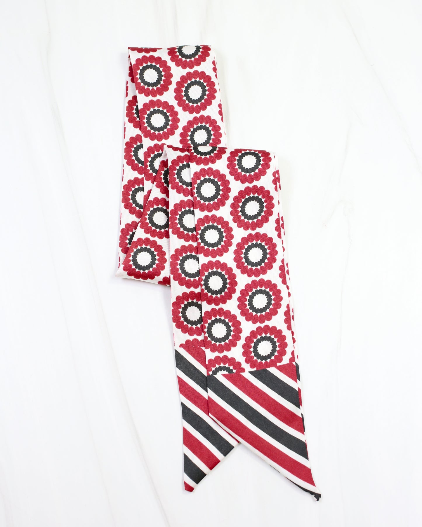 Lucy Floral Skinny Scarf Garnet Black