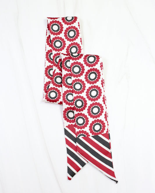 Lucy Floral Skinny Scarf Garnet Black