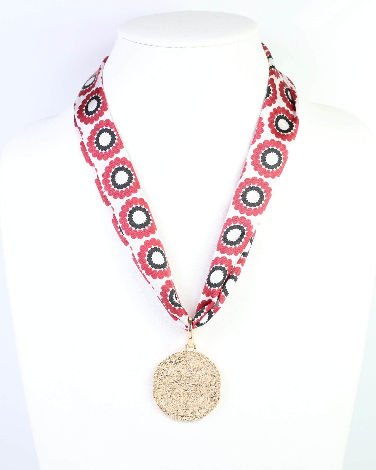 Lucy Floral Skinny Scarf Garnet Black