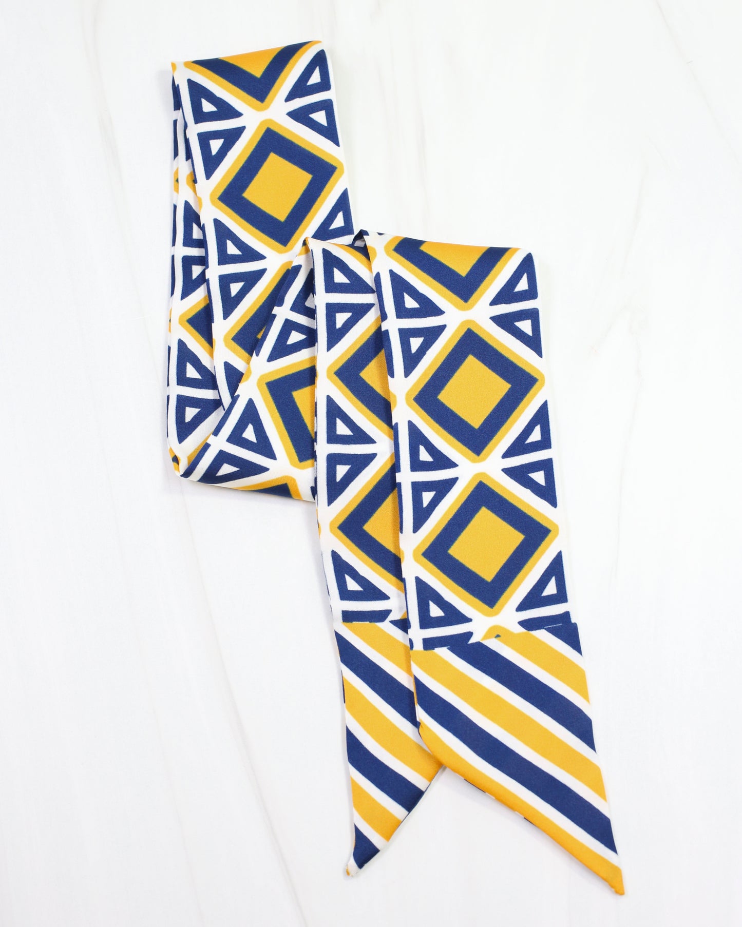 Barrett Tile Skinny Scarf Navy Gold