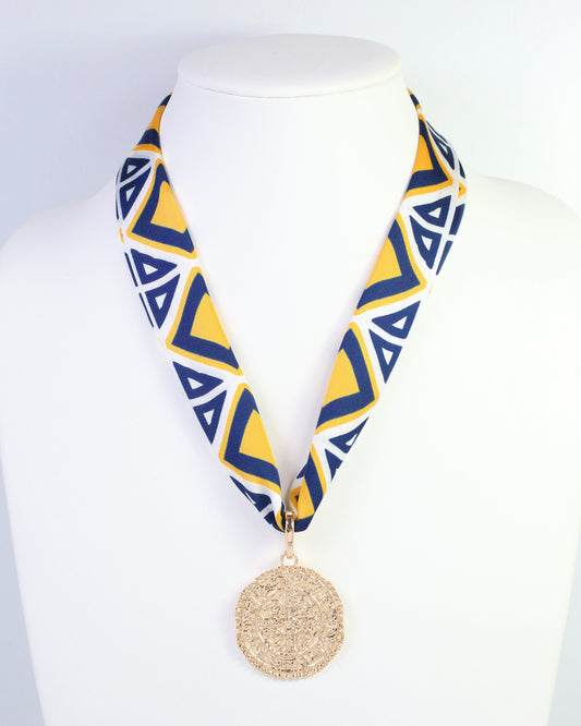 Barrett Tile Skinny Scarf Navy Gold