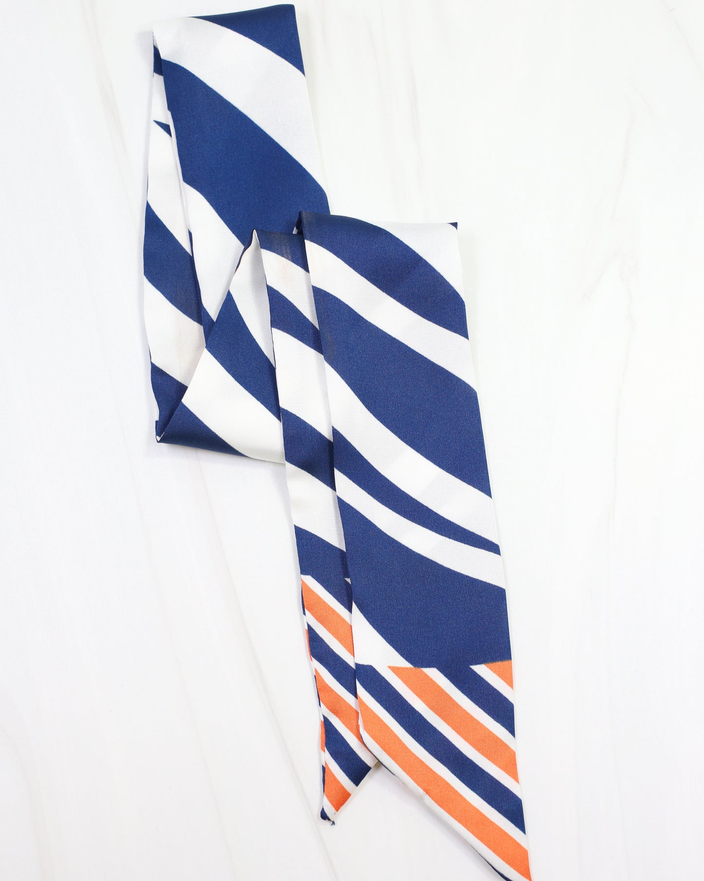 Harper Striped Skinny Scarf Navy Orange