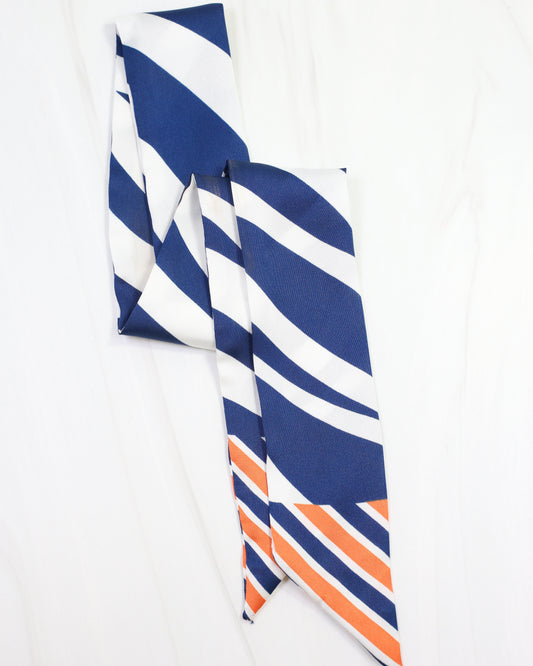 Harper Striped Skinny Scarf Navy Orange