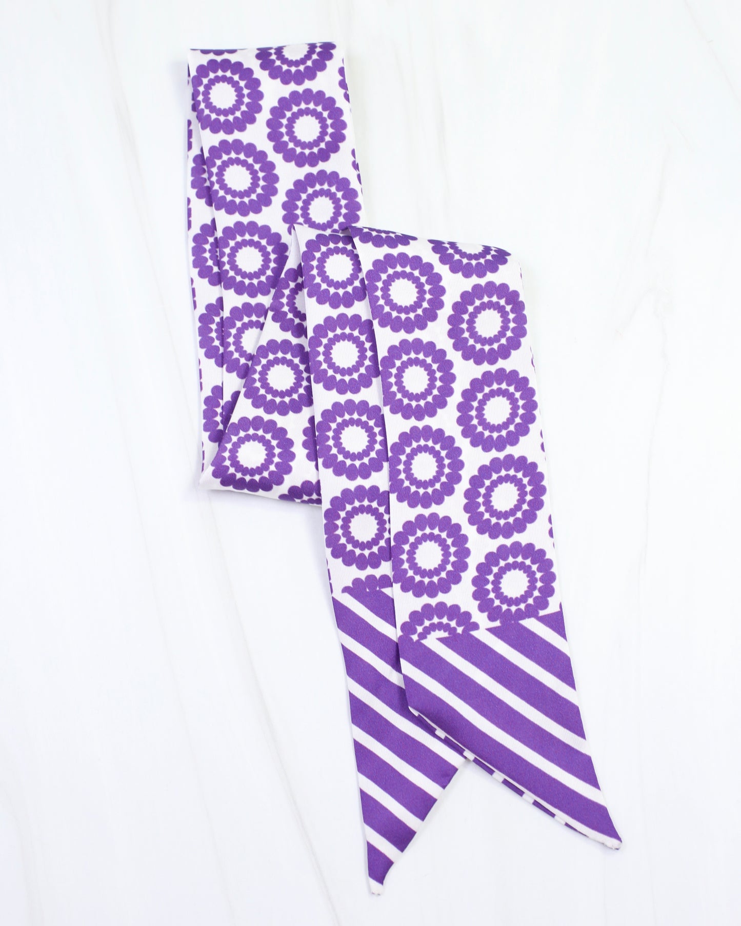 Lucy Floral Skinny Scarf Purple White