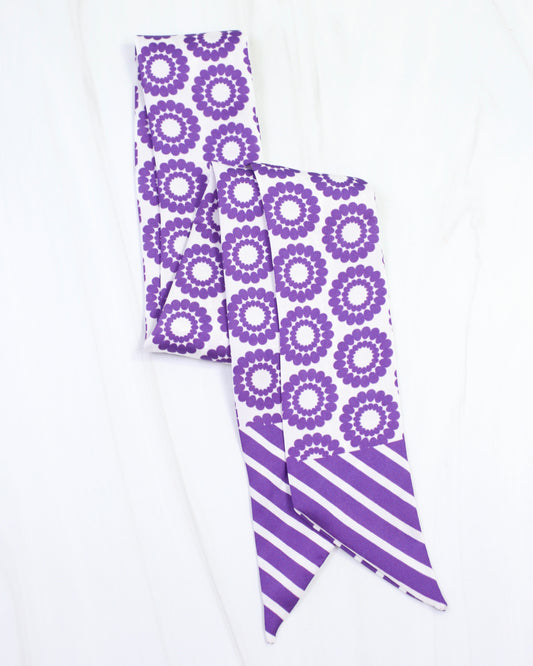 Lucy Floral Skinny Scarf Purple White