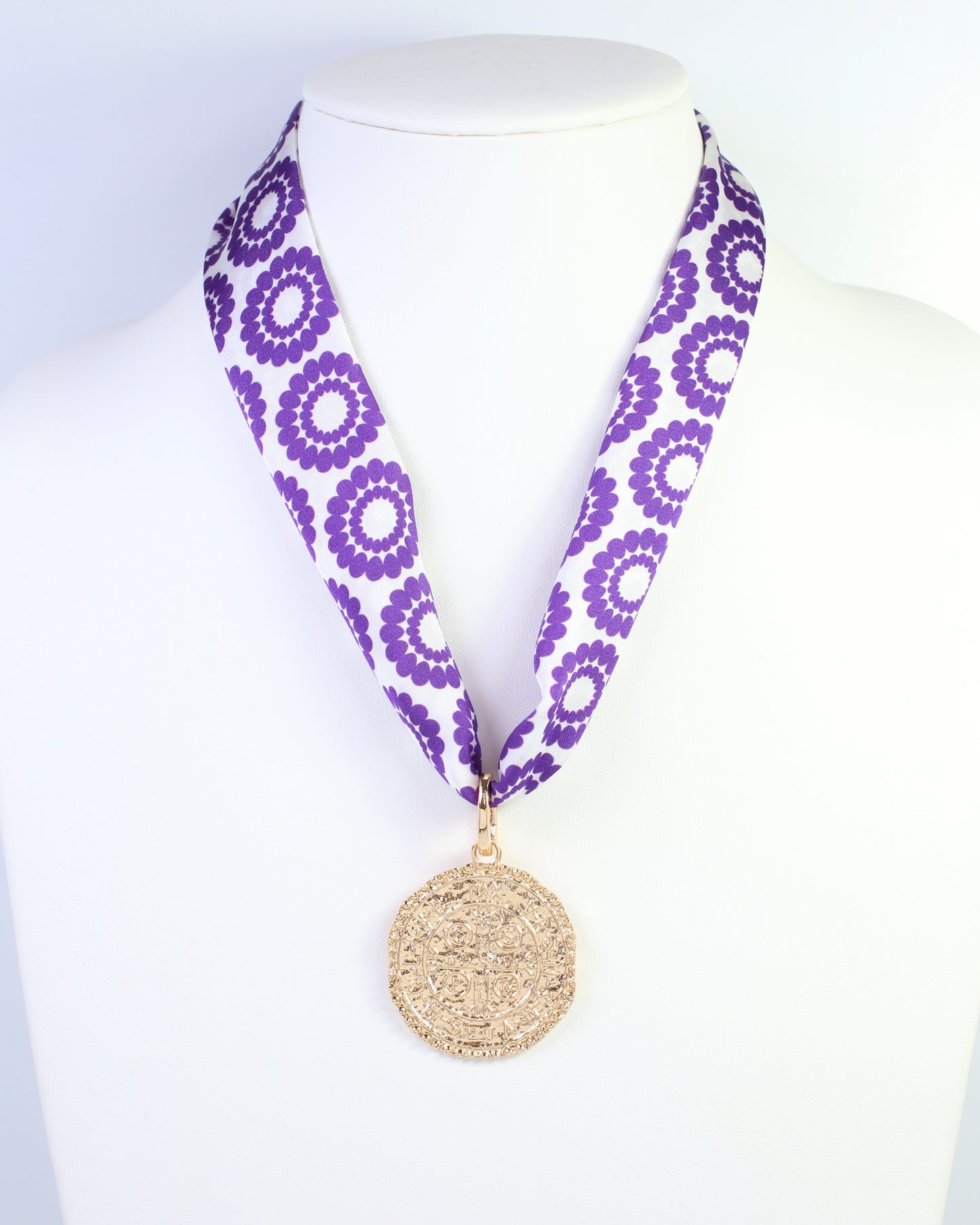 Lucy Floral Skinny Scarf Purple White