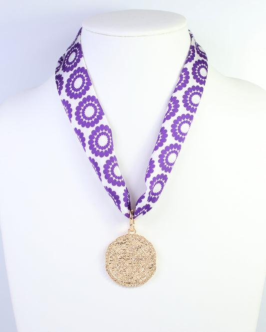 Lucy Floral Skinny Scarf Purple White