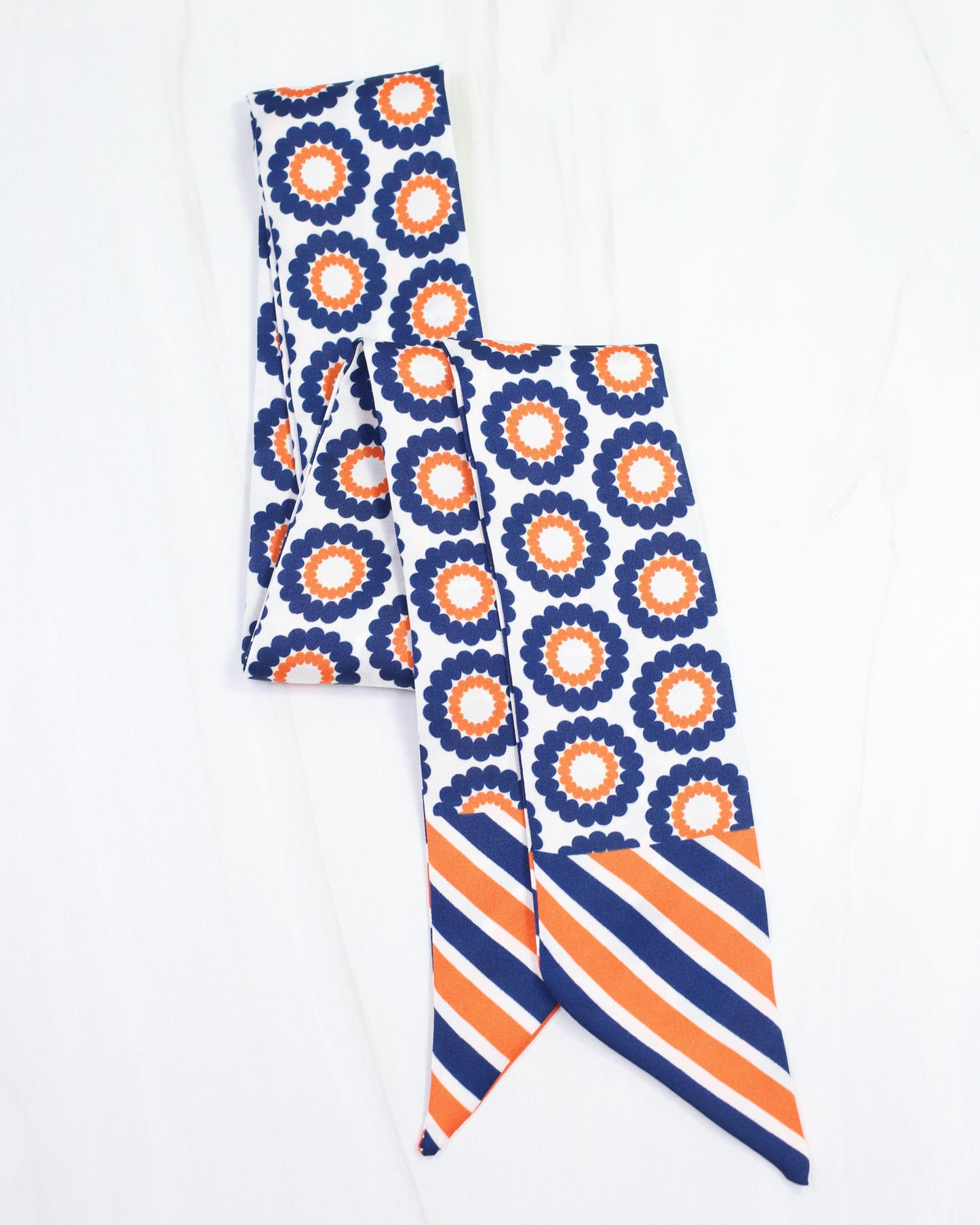 Lucy Floral Skinny Scarf Navy Orange