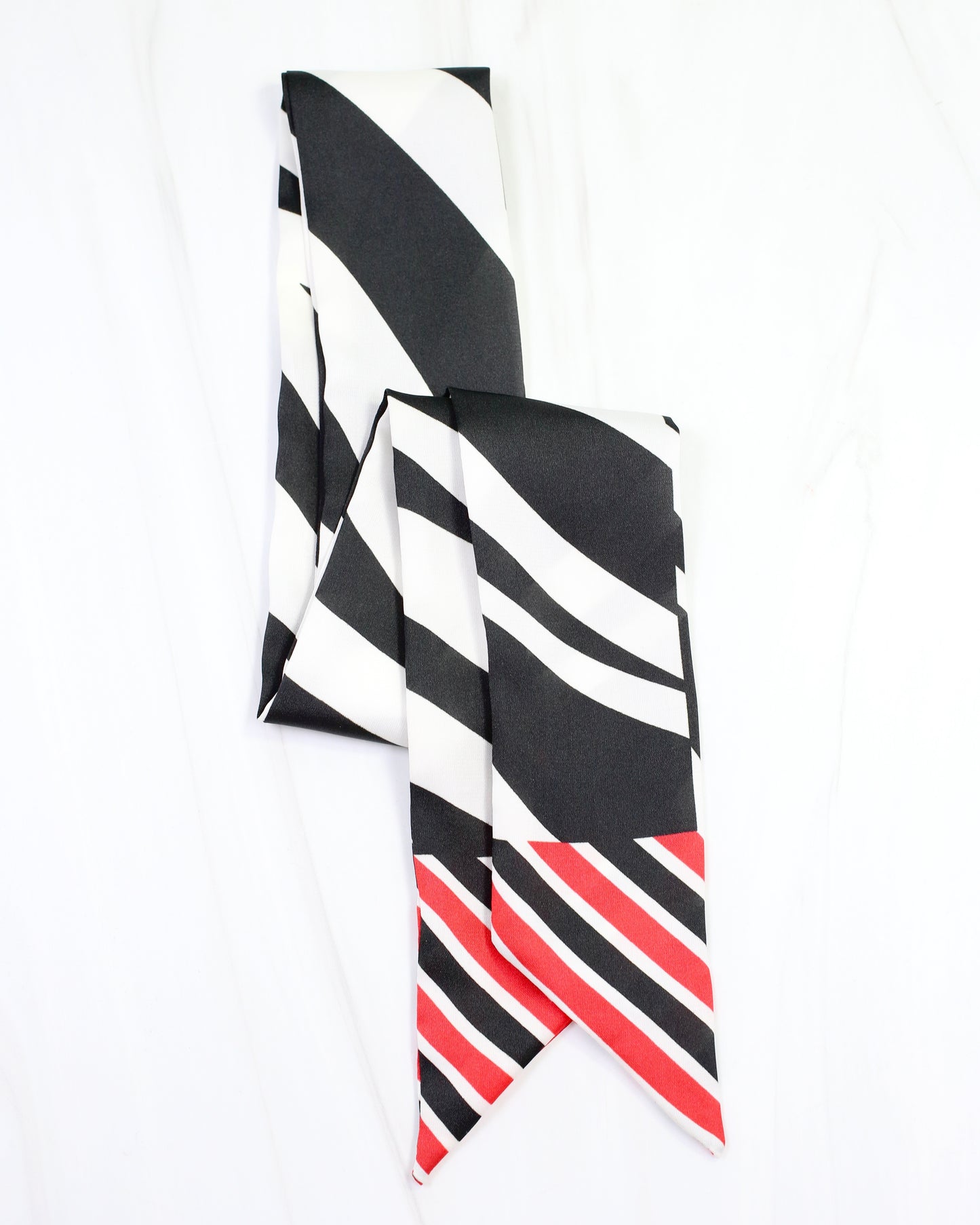 Harper Striped Skinny Scarf Red Black
