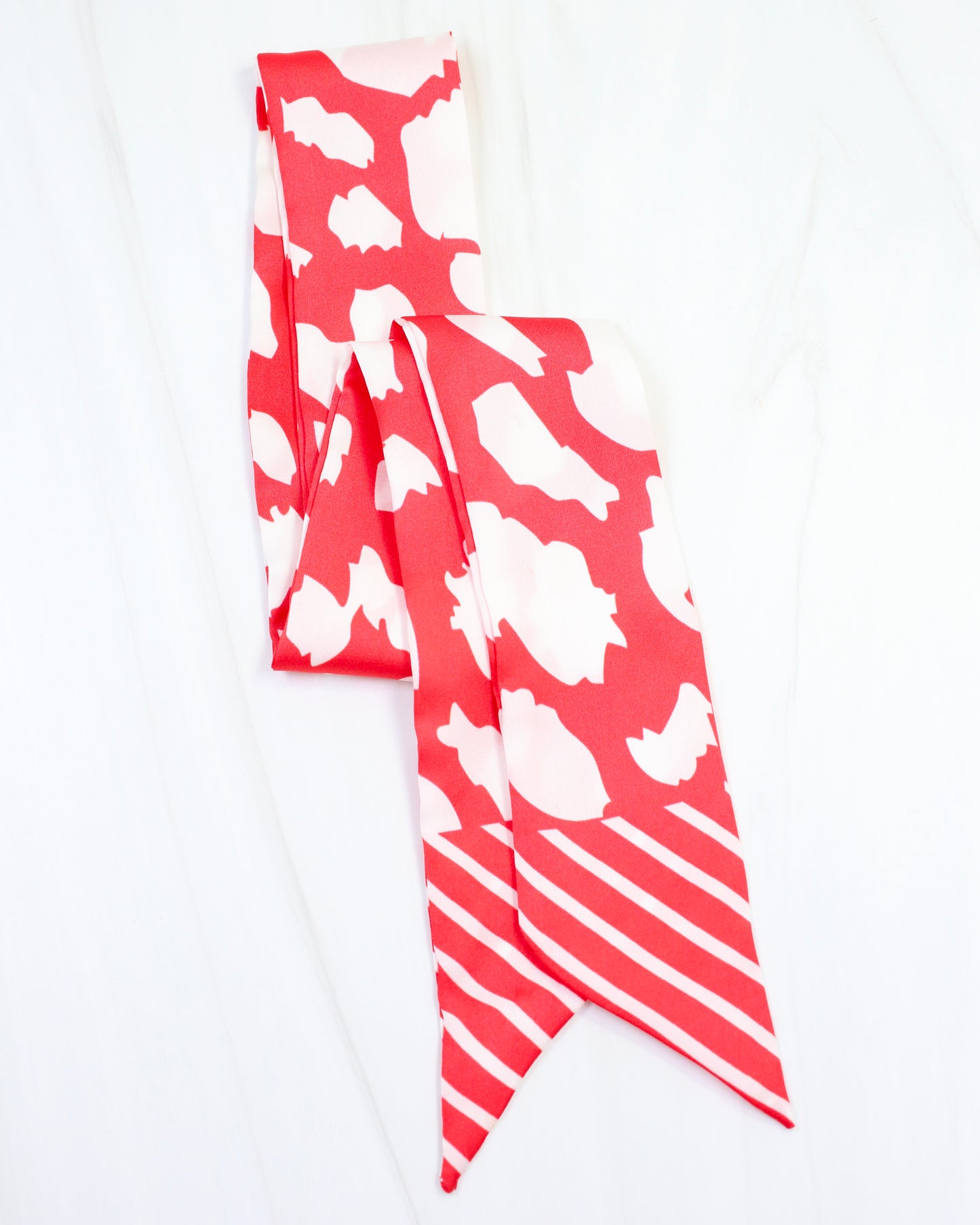 Lawson Leopard Skinny Scarf Red White