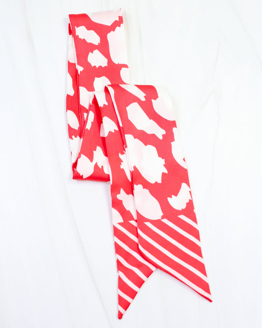 Lawson Leopard Skinny Scarf Red White