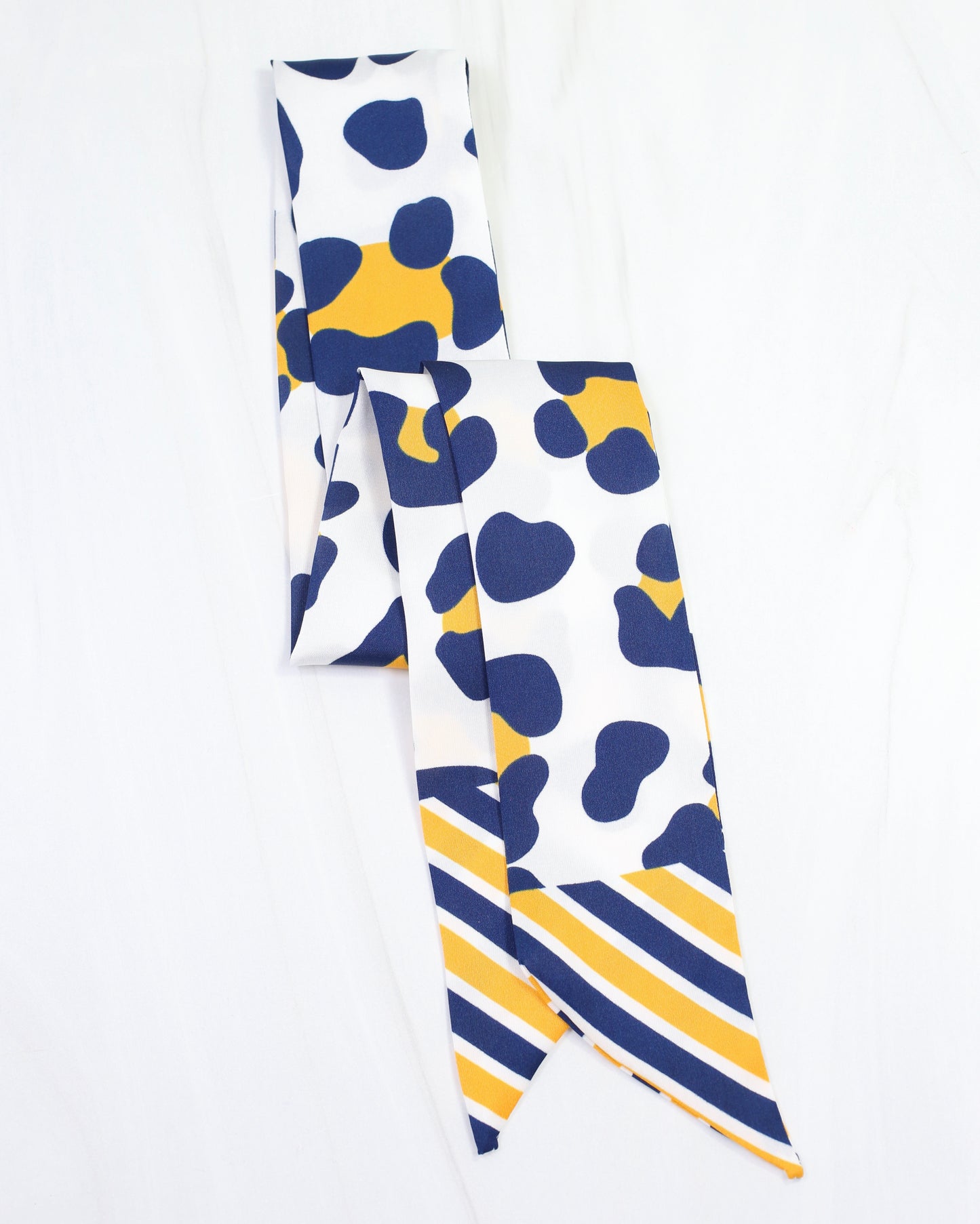 Meredith Spotted Skinny Scarf Navy Gold