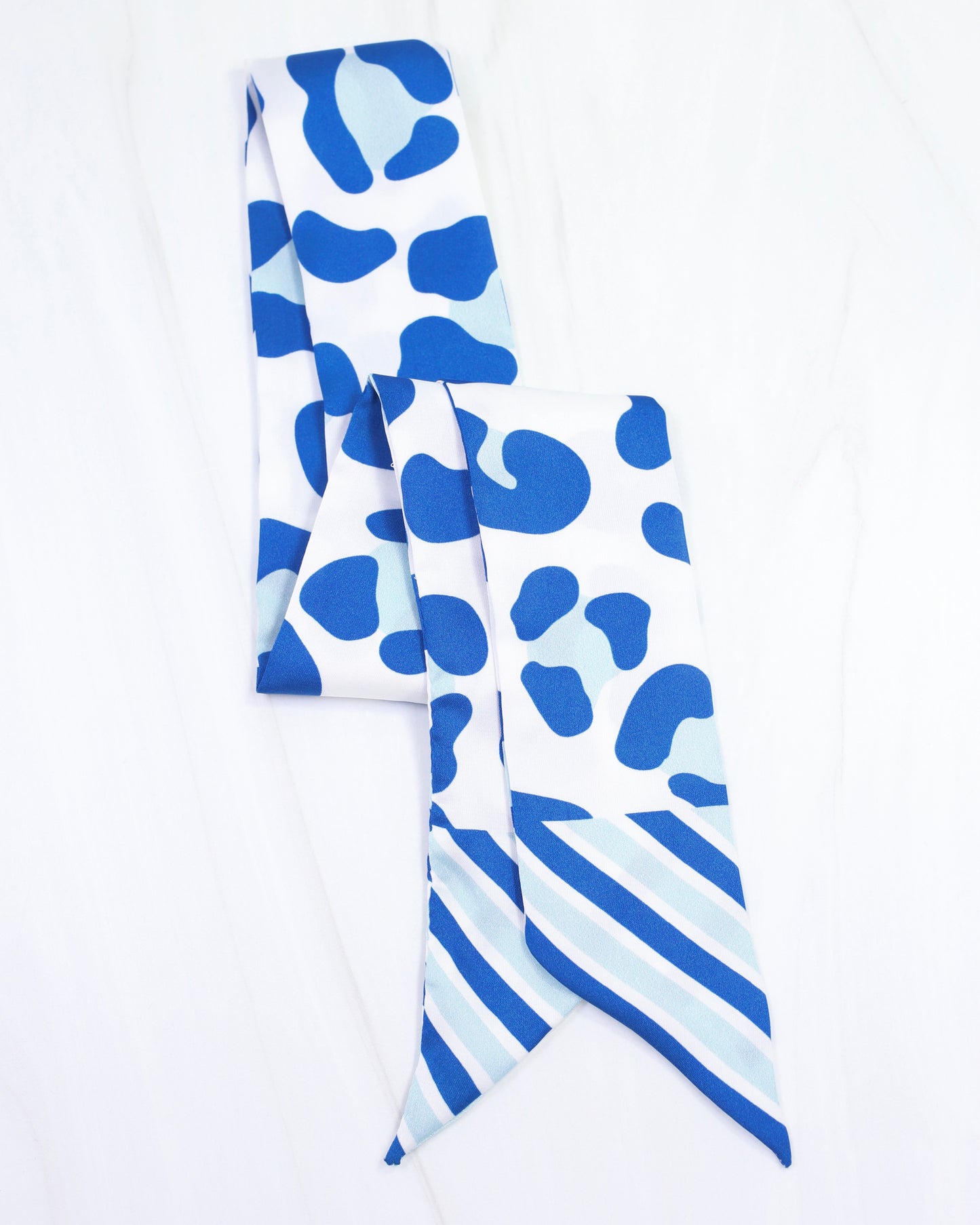 Meredith Spotted Skinny Scarf Blue White