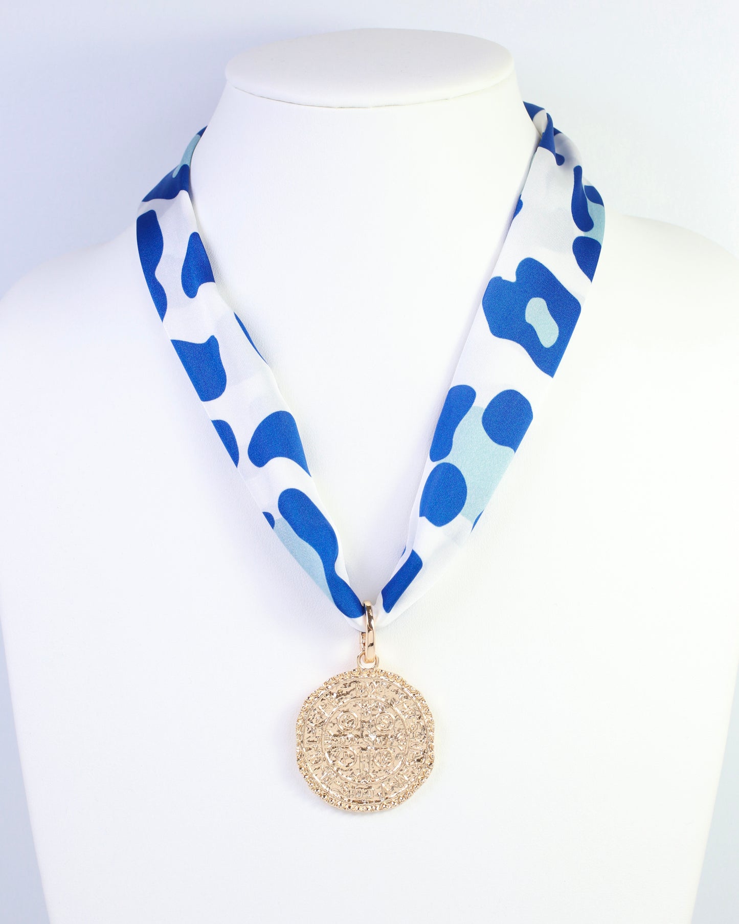 Meredith Spotted Skinny Scarf Blue White