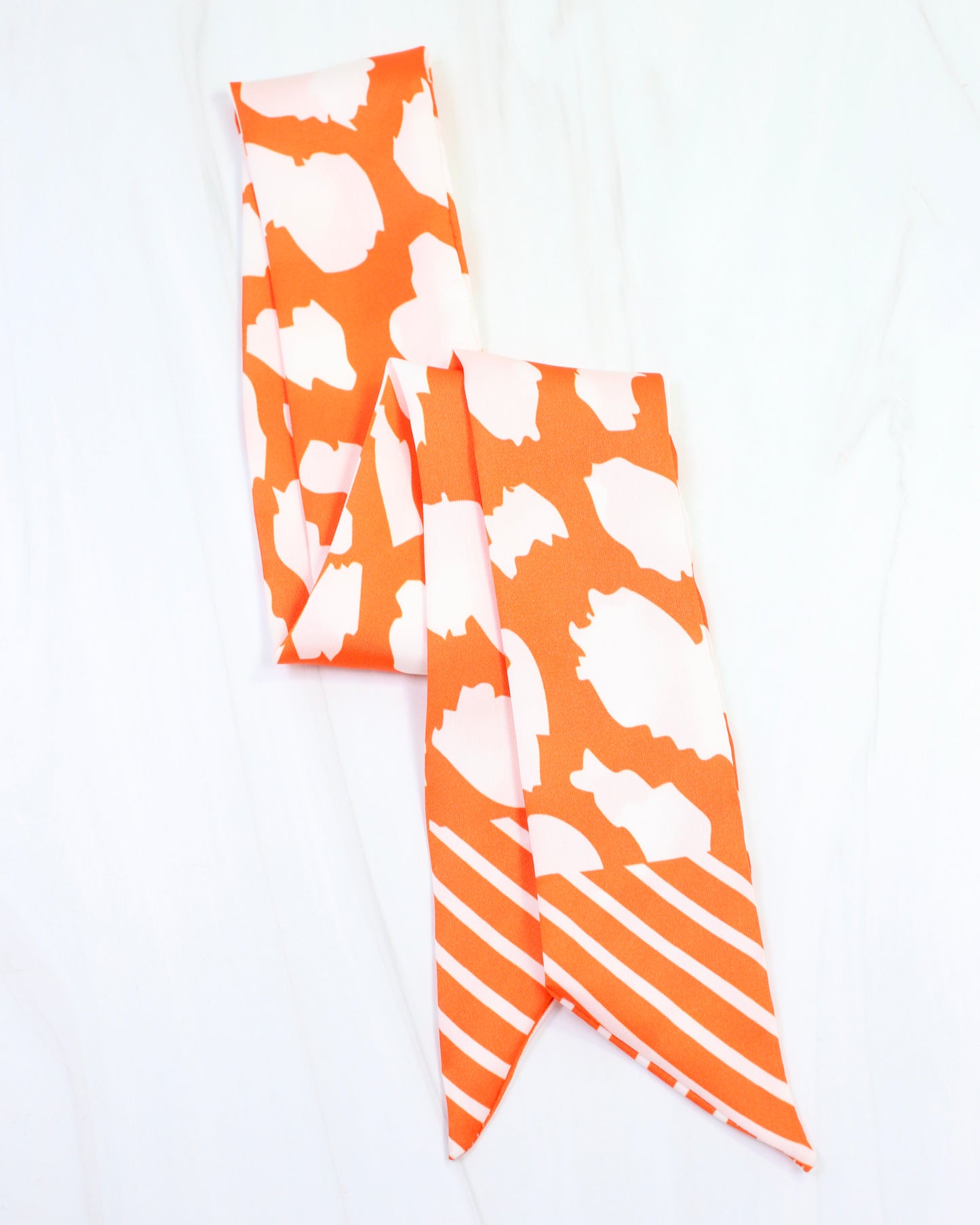 Lawson Leopard Skinny Scarf Orange White
