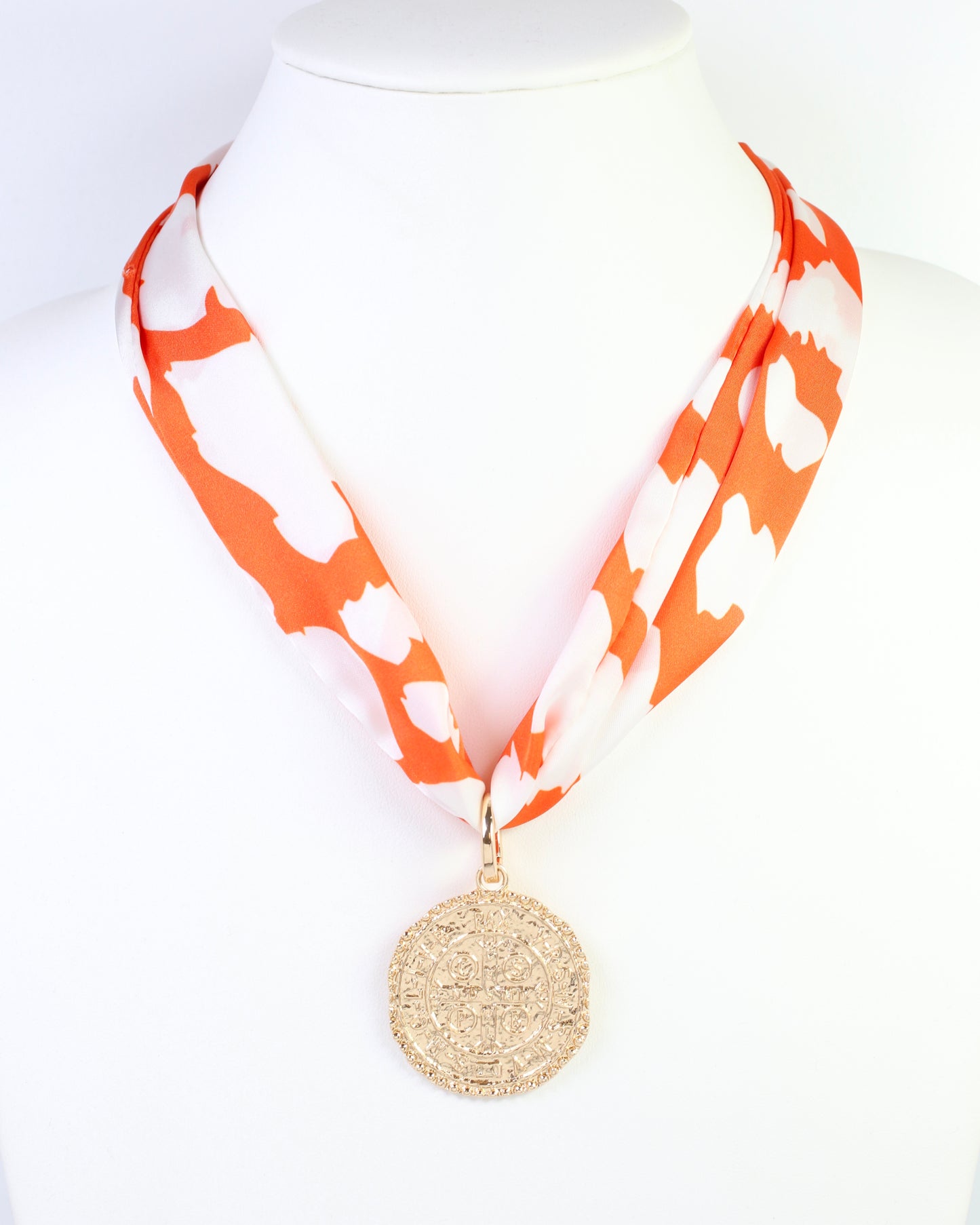 Lawson Leopard Skinny Scarf Orange White