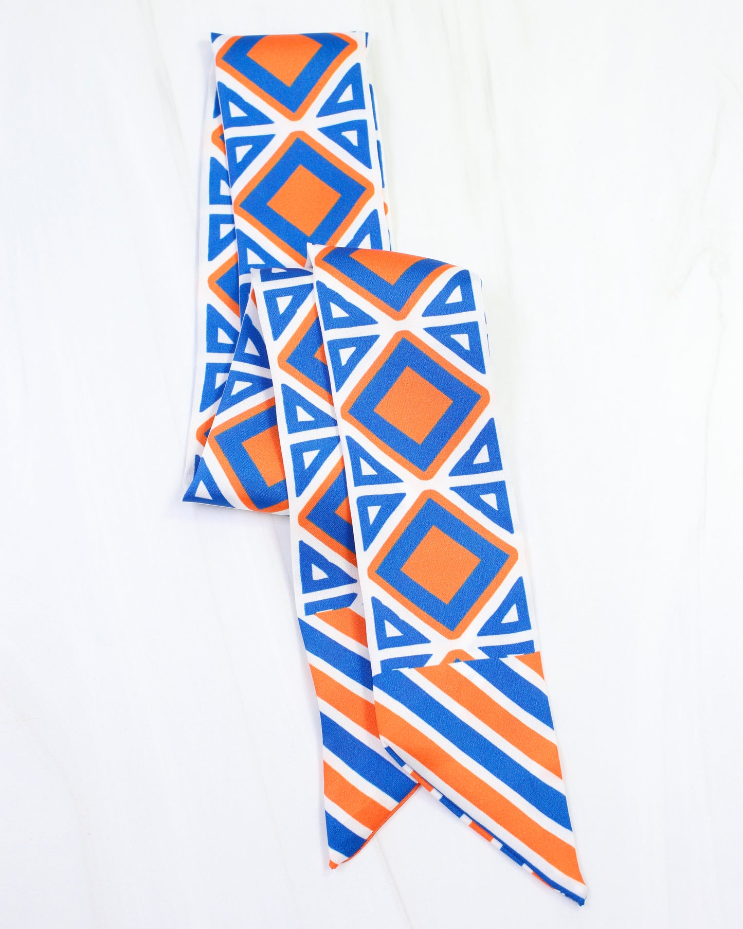 Barrett Tile Skinny Scarf Blue Orange