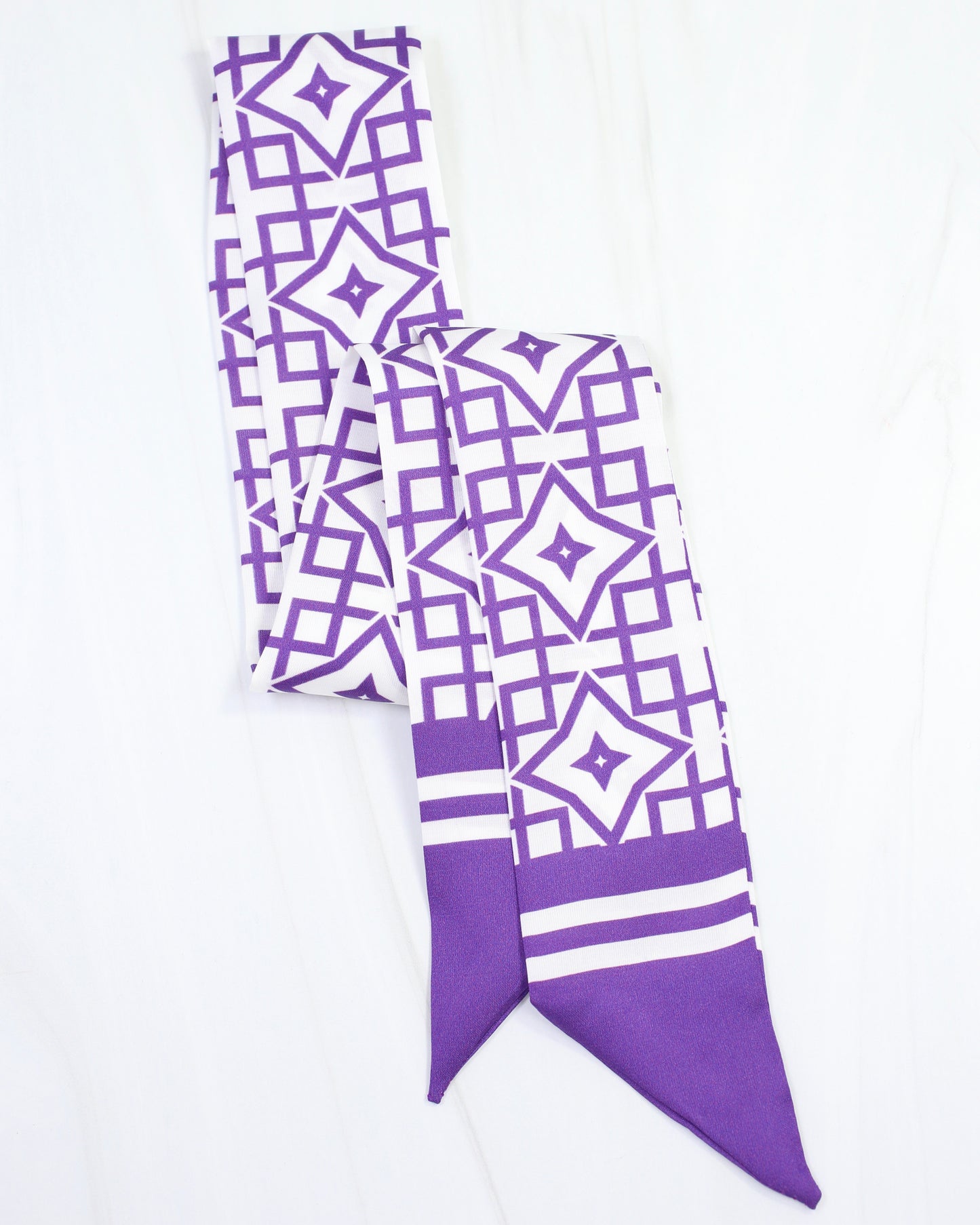 Langston Geometric Skinny Scarf Purple White