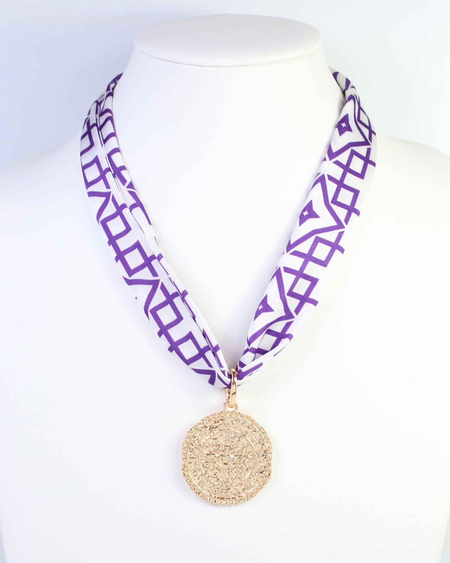 Langston Geometric Skinny Scarf Purple White