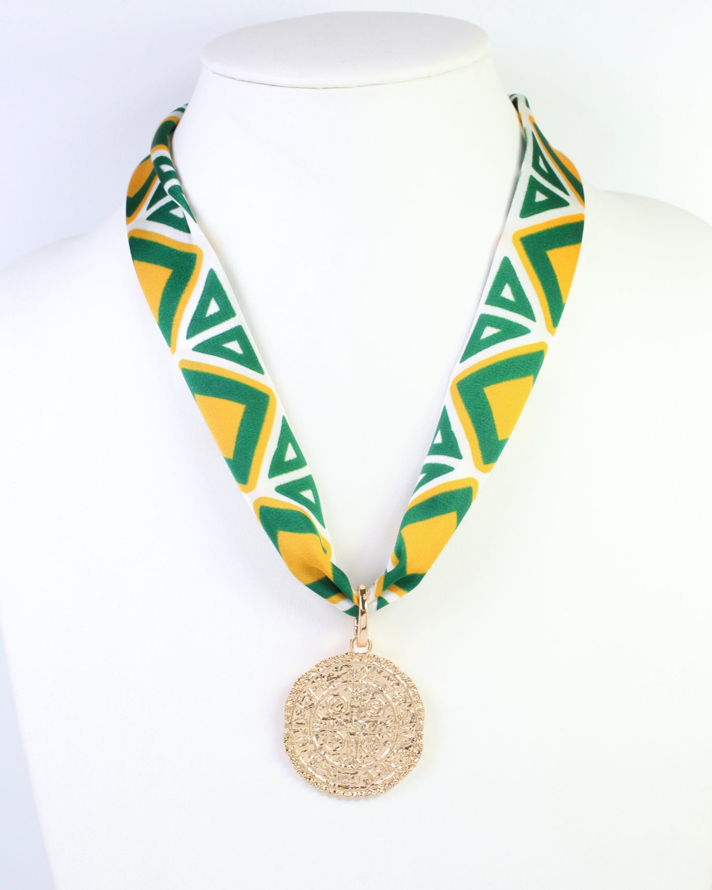Barrett Tile Skinny Scarf Green Gold