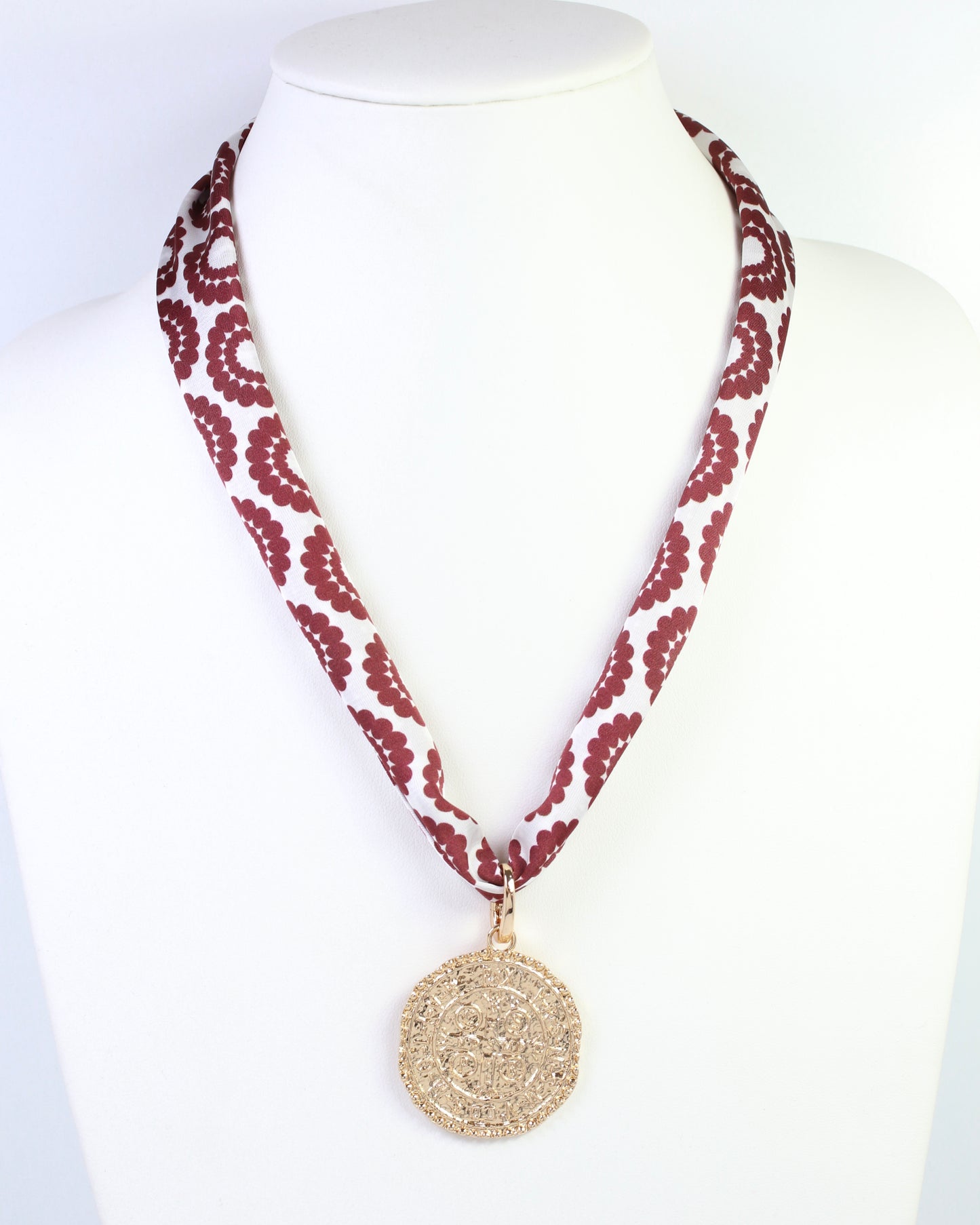 Lucy Floral Skinny Scarf Maroon White