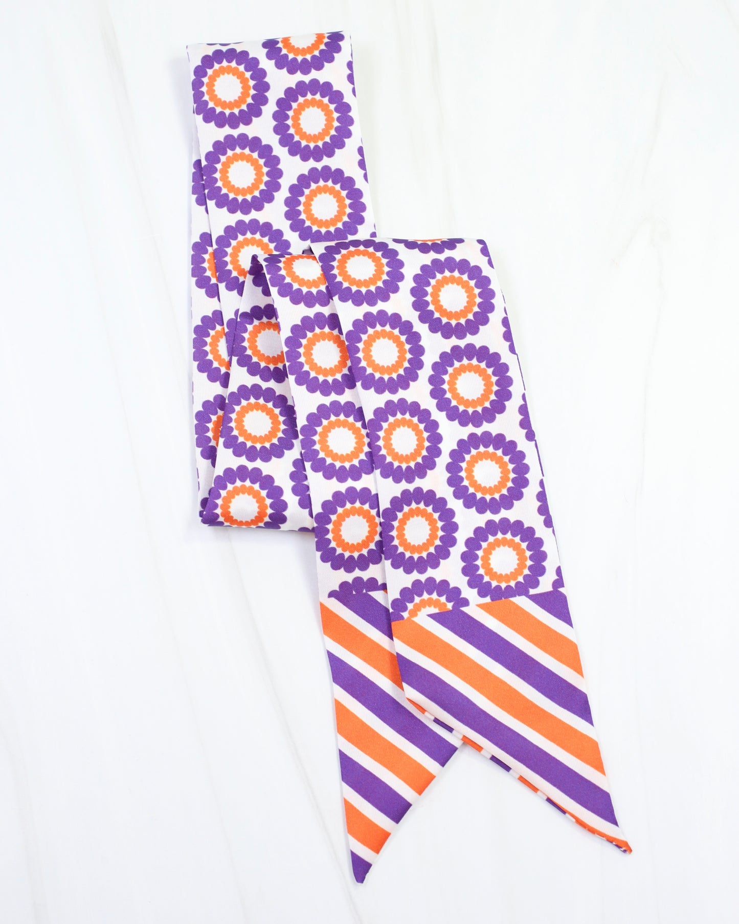Lucy Floral Skinny Scarf Purple Orange