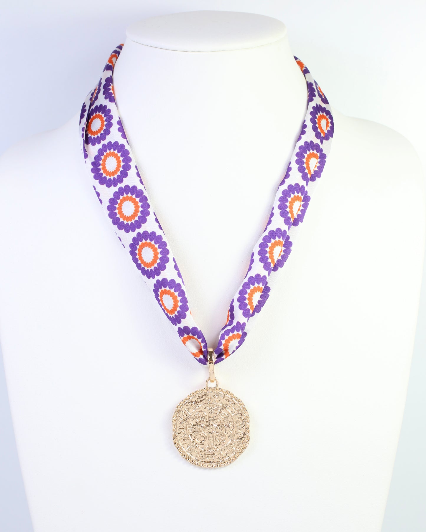 Lucy Floral Skinny Scarf Purple Orange