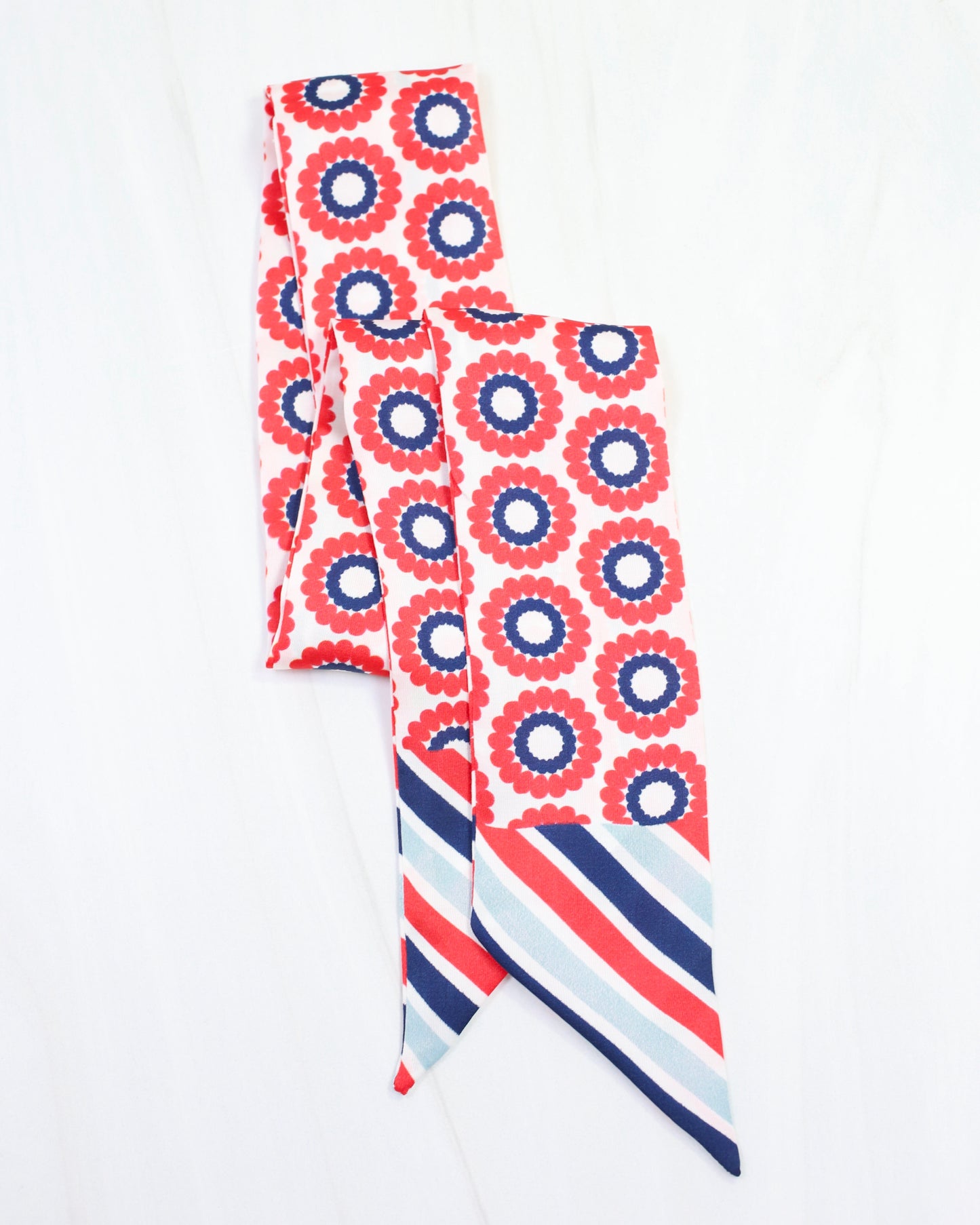 Lucy Floral Skinny Scarf Red Navy