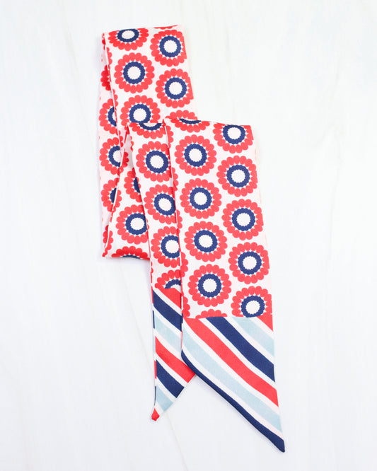 Lucy Floral Skinny Scarf Red Navy