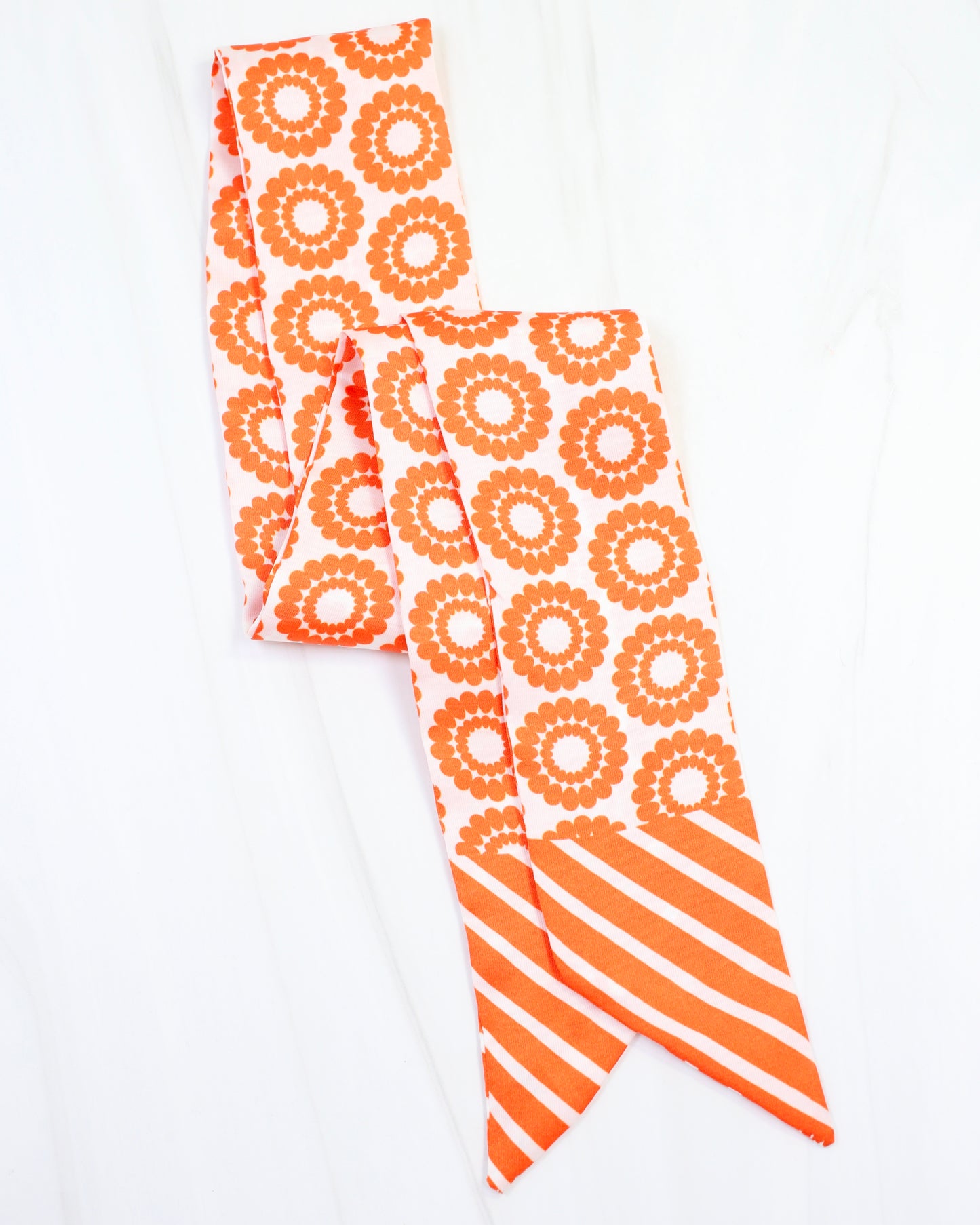 Lucy Floral Skinny Scarf Orange White