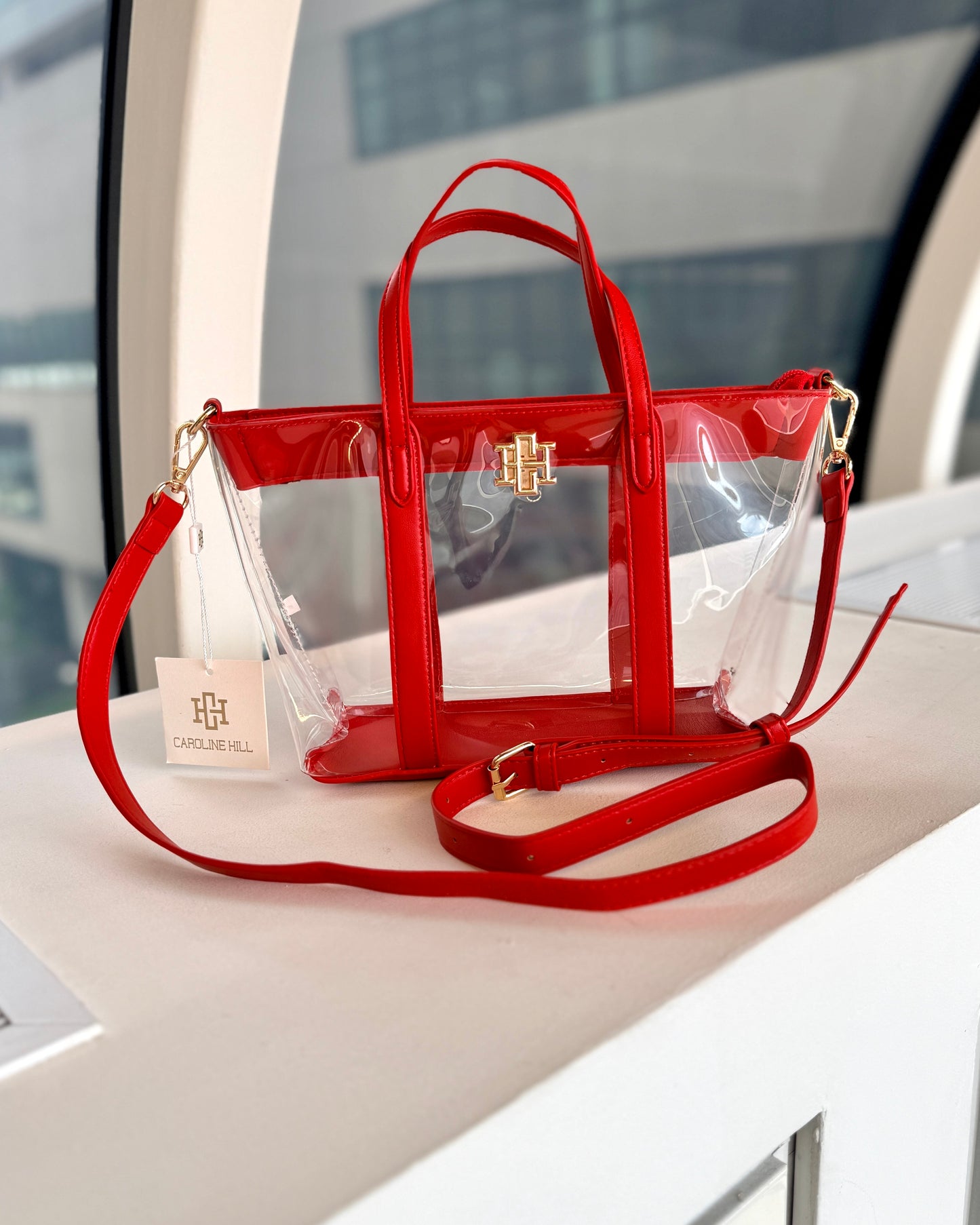 Molly Clear Mini Tote Red
