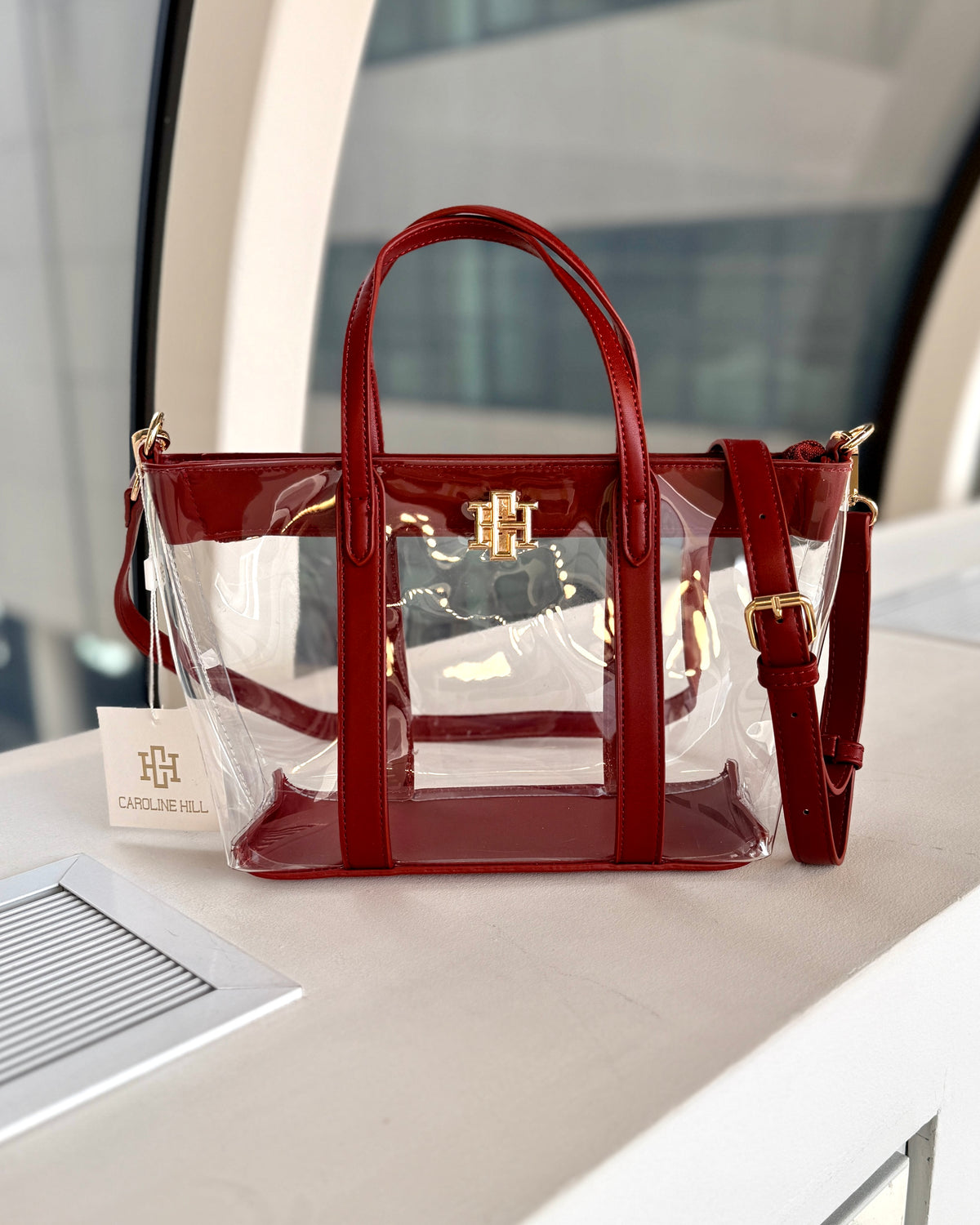 Molly Clear Mini Tote Burgundy