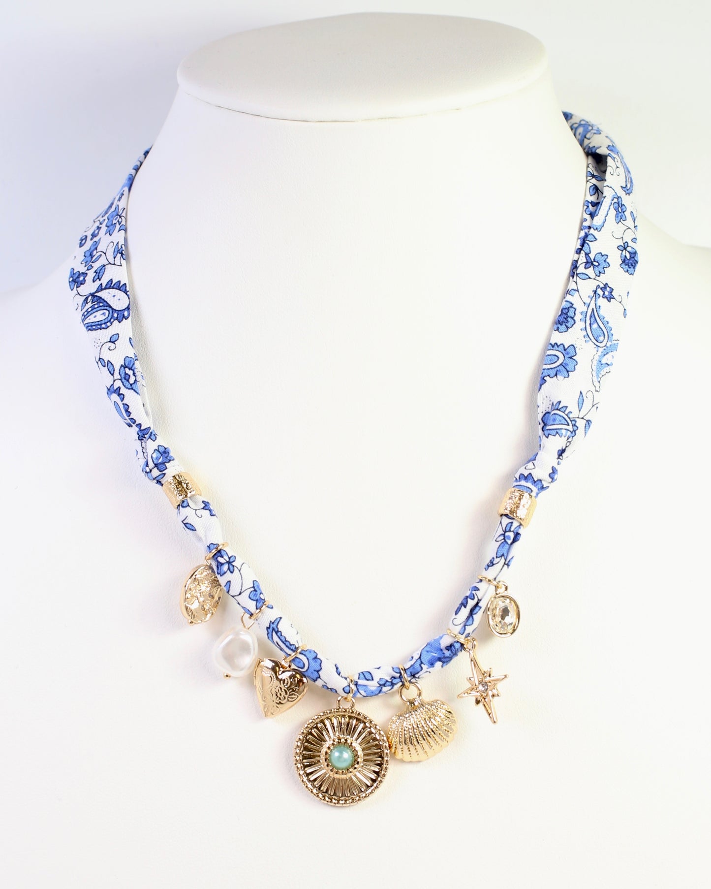 Winnie Scarf Charm Necklace Blue