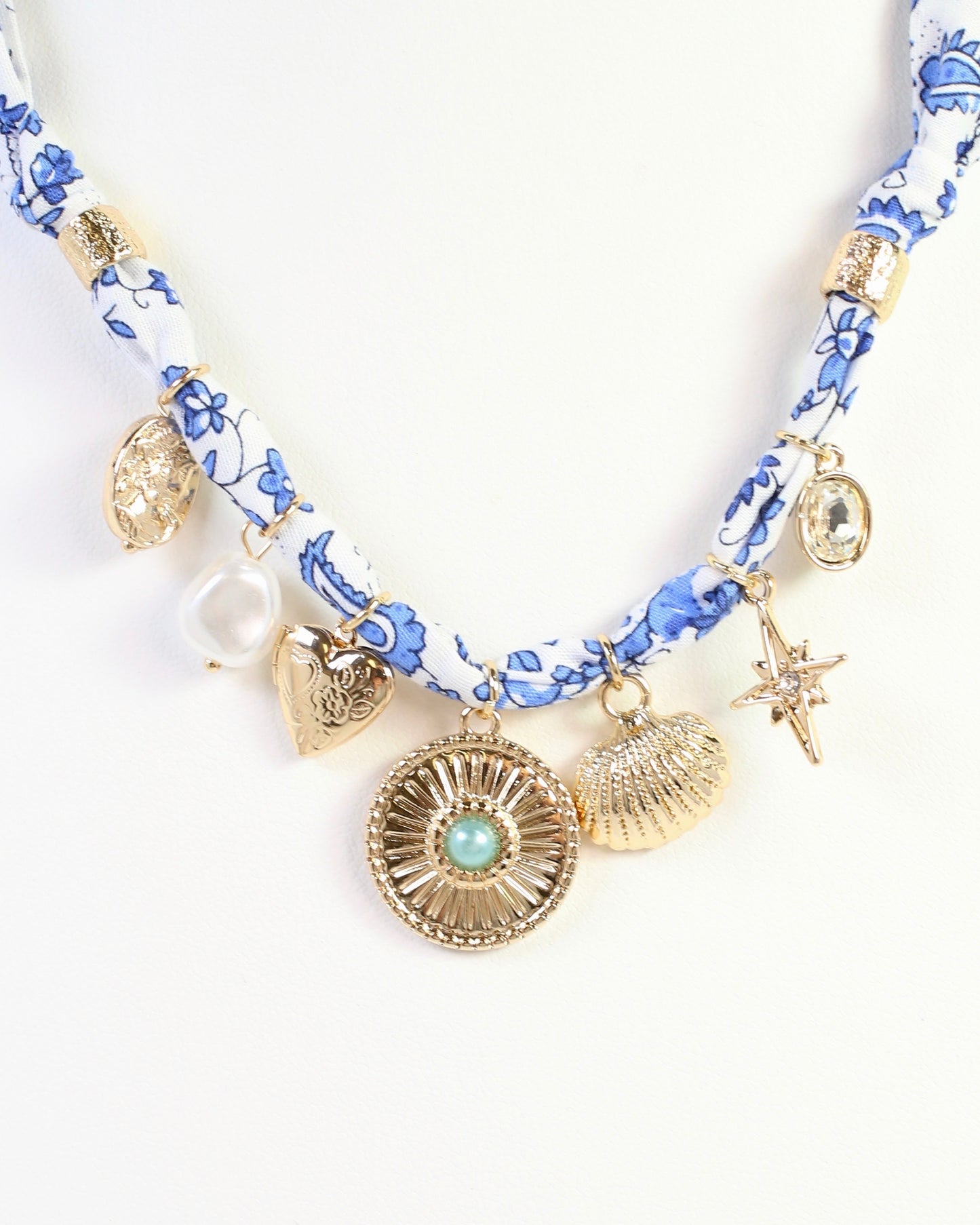 Winnie Scarf Charm Necklace Blue