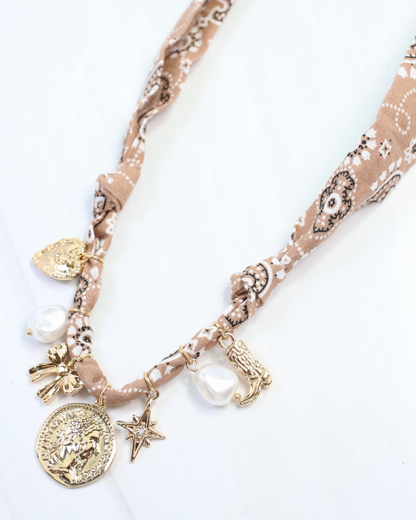 Amy Scarf Charm Necklace Khaki