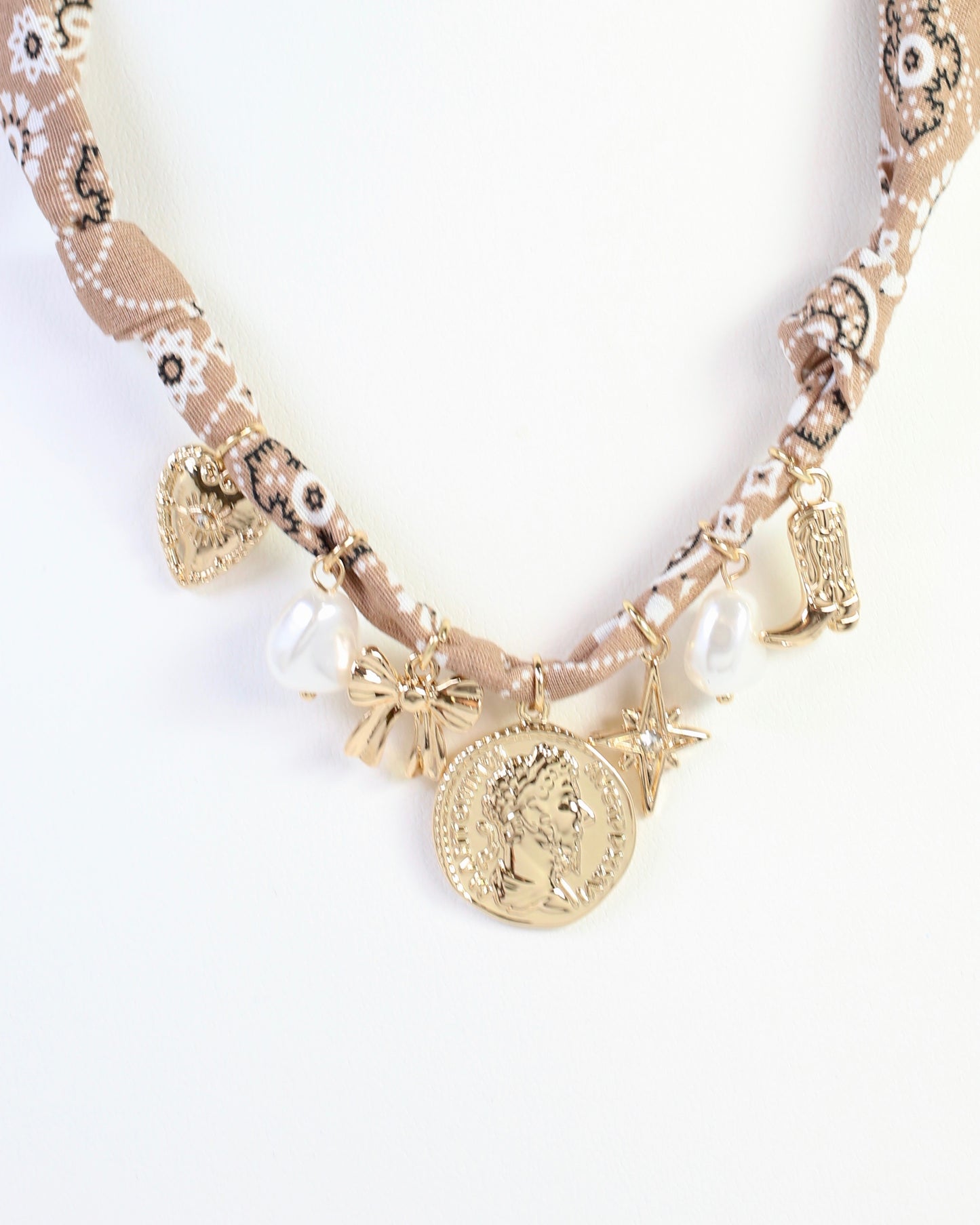 Amy Scarf Charm Necklace Khaki